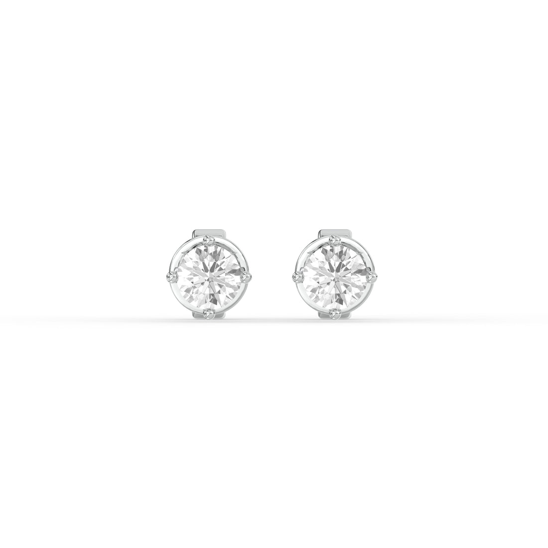ROUND DIAMOND PLATINUM EAR STUDS - ( 1.02CT) featuring round brilliant diamonds in a classic prong setting.