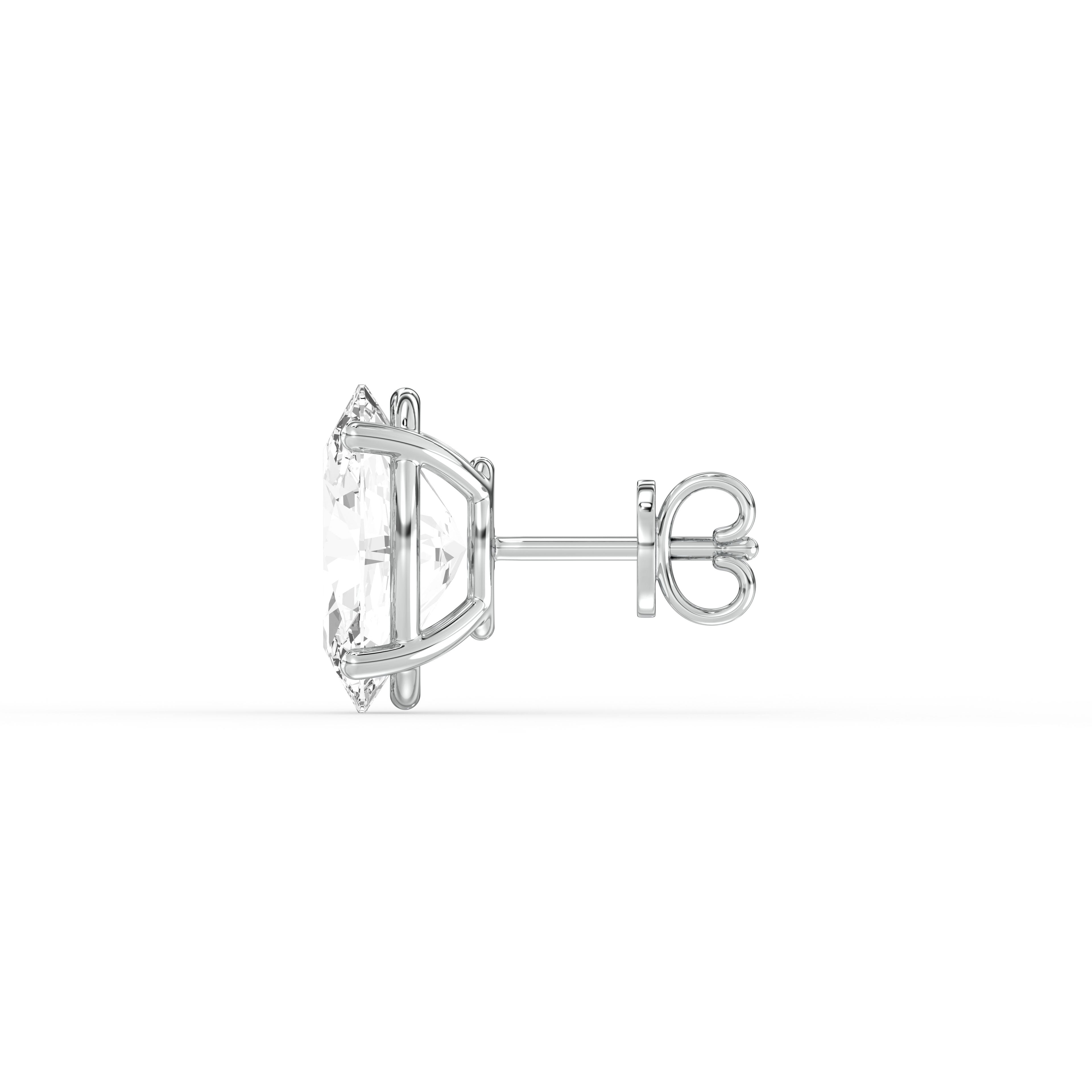 OVAL DIAMOND PLATINUM EAR STUDS - ( 2.06CT) side view showcasing the elegant design and prong setting.