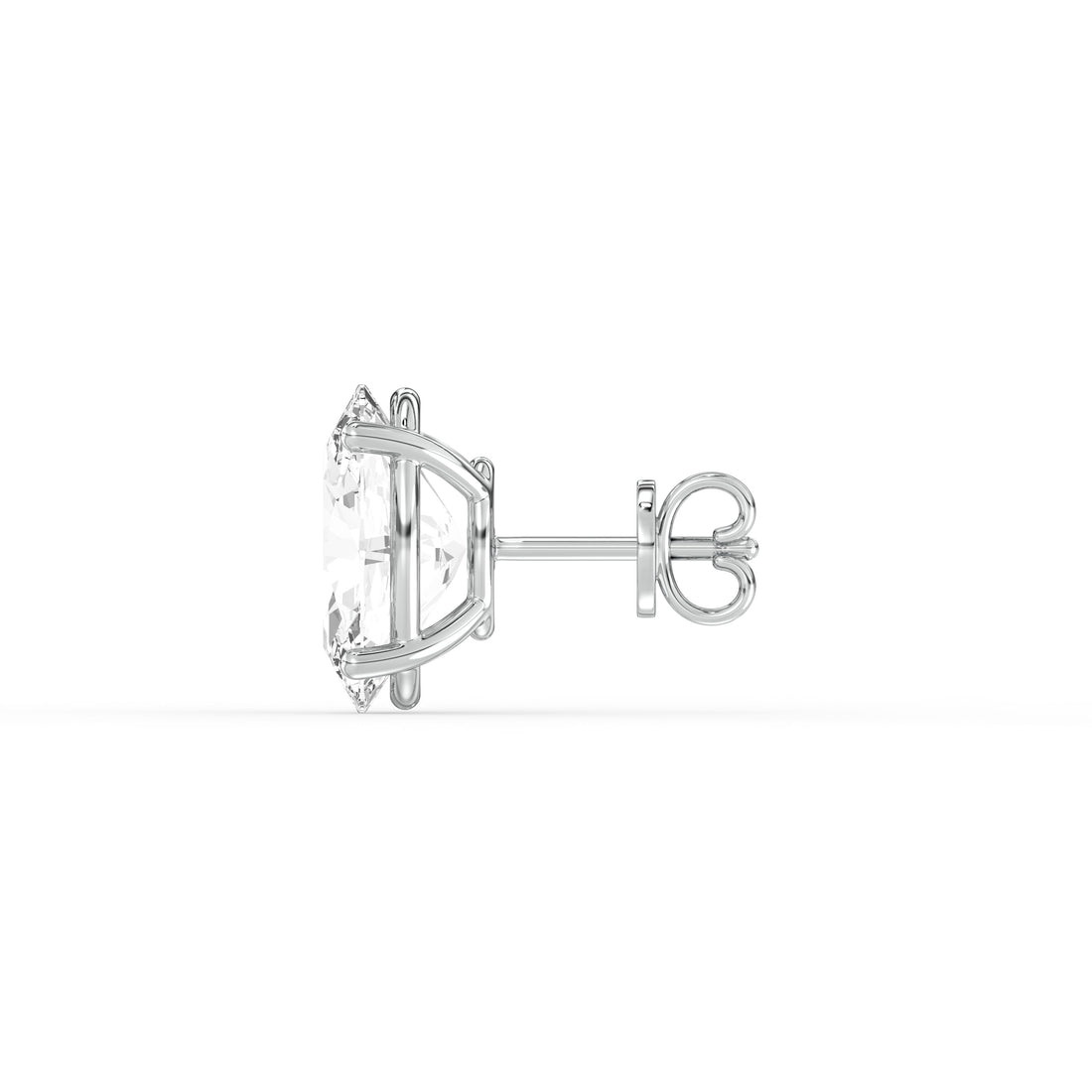 OVAL DIAMOND PLATINUM EAR STUDS - ( 2.06CT) side view showcasing the elegant design and prong setting.