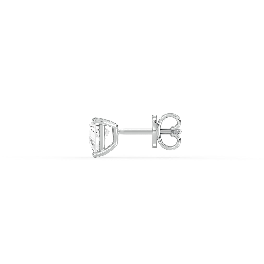 TRILLION DIAMOND PLATINUM EAR STUDS - ( 0.58CT) in a side view showcasing the three-prong setting.