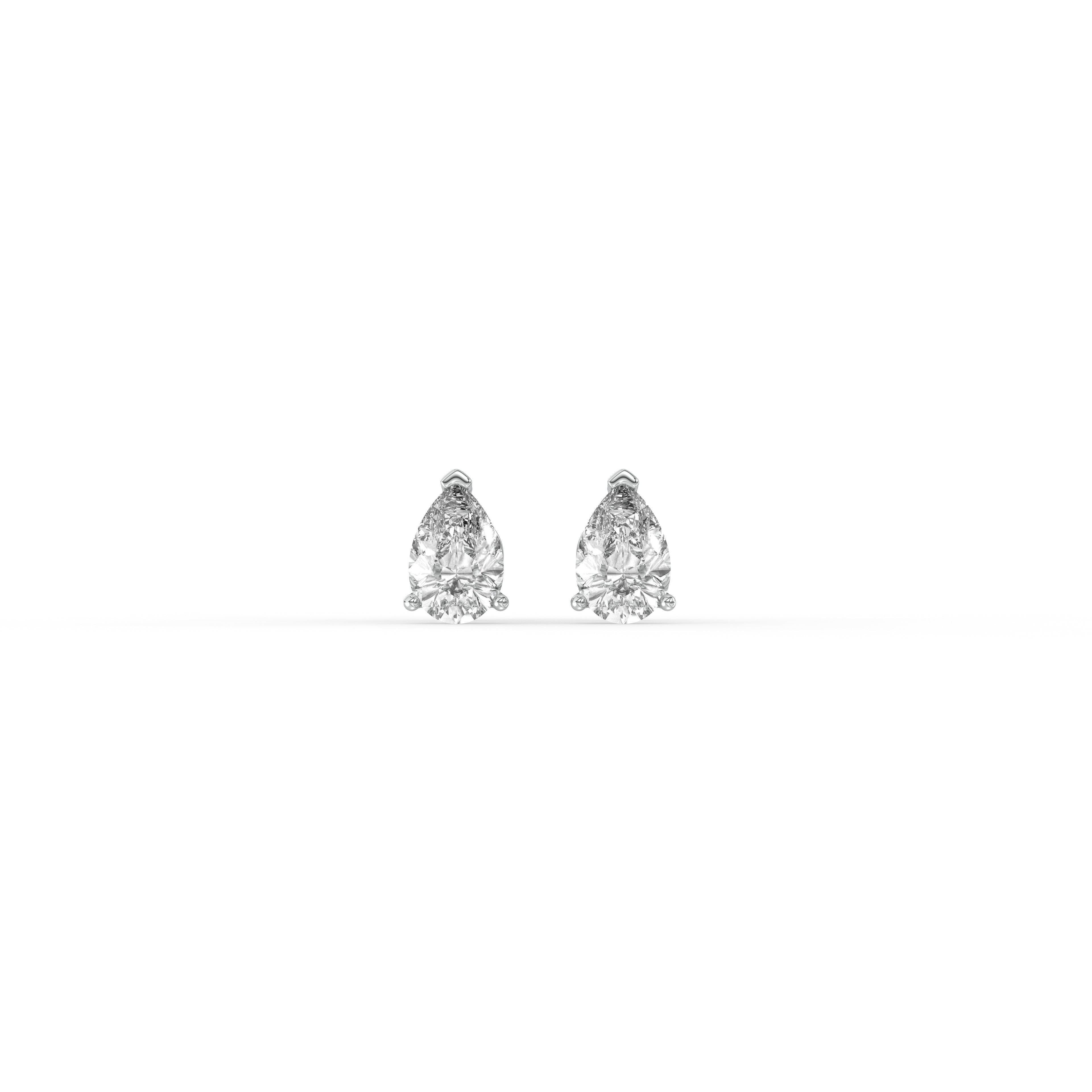 Refined Pear Diamond Earrings - (1 ct)
