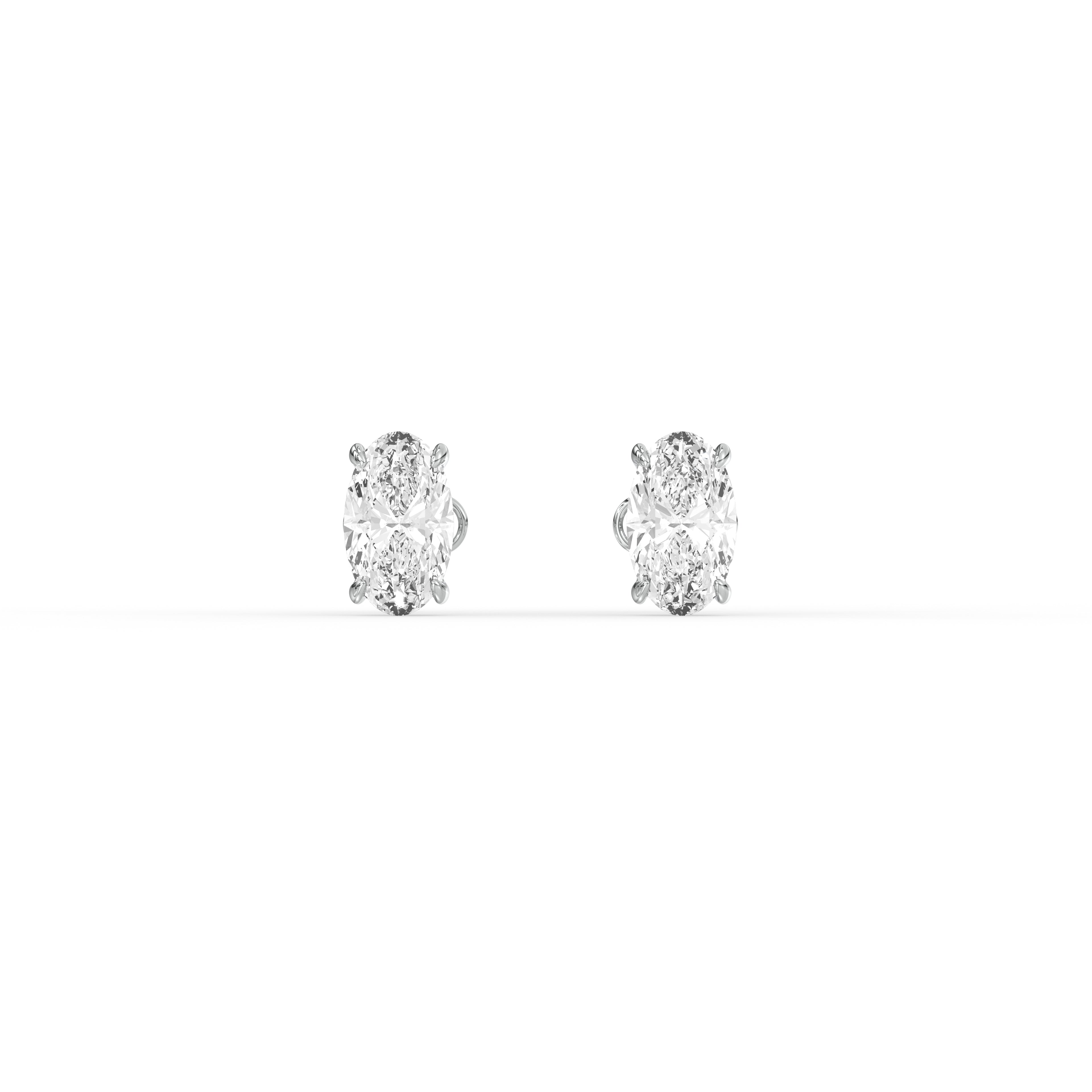 Refined Oval Diamond Earrings - (0.6ct)