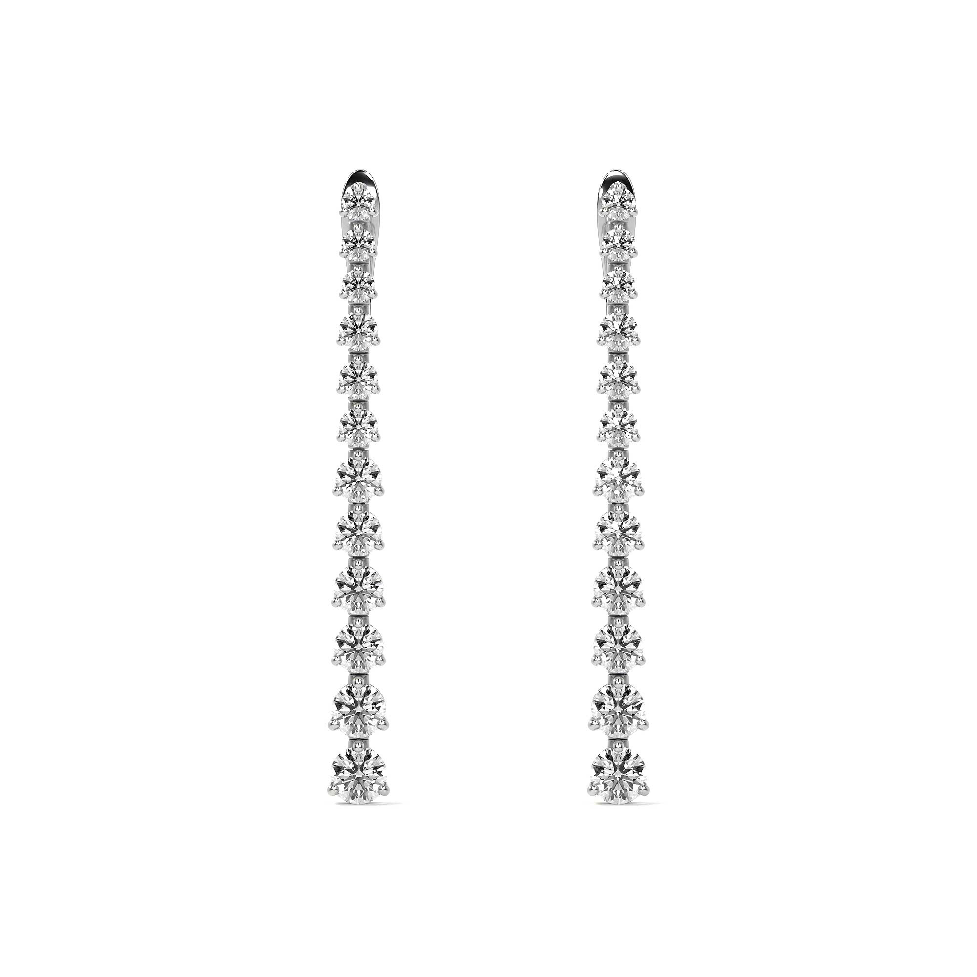 Tapered Trinity Round Diamond Drop Earrings