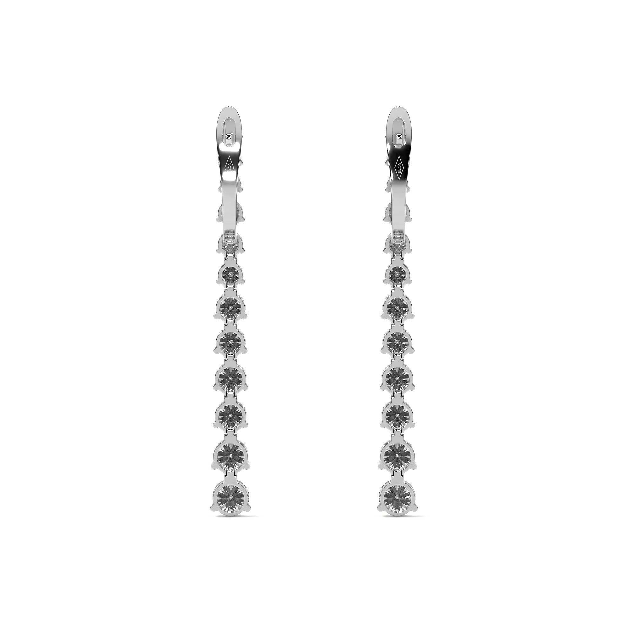 Tapered Trinity Round Diamond Drop Earrings