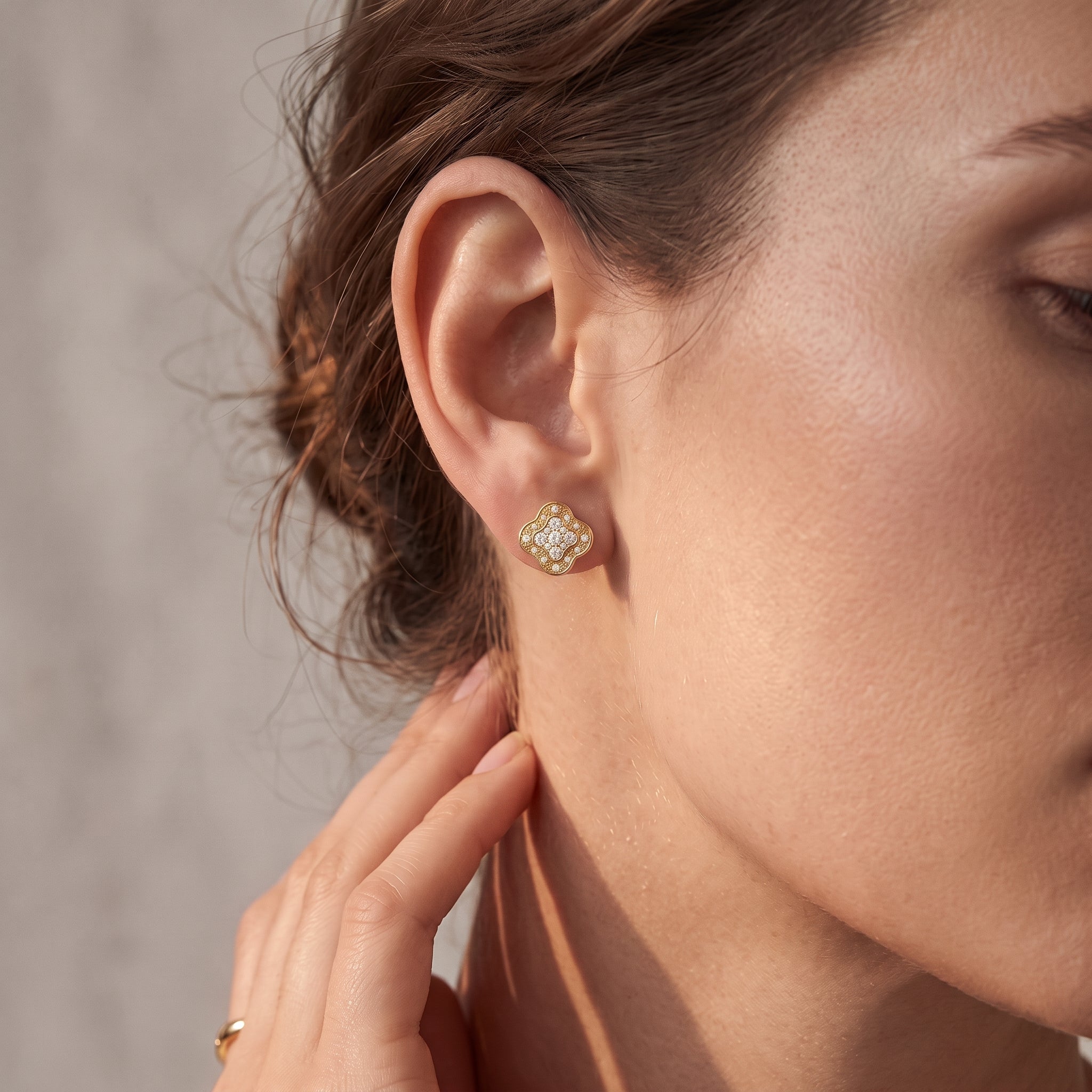 Flora Quad Lab Grown Diamond Stud Earrings