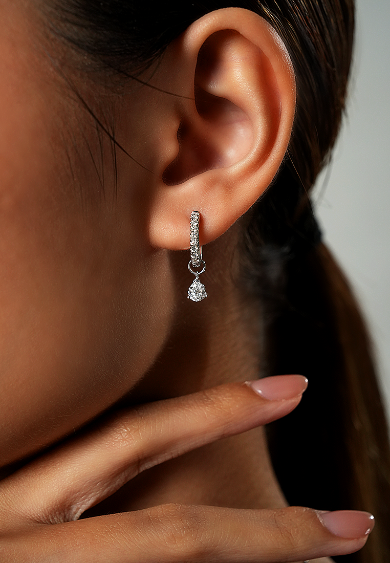 Multiway Lab Grown Diamond Mini Hoop Earrings with Pear Drop