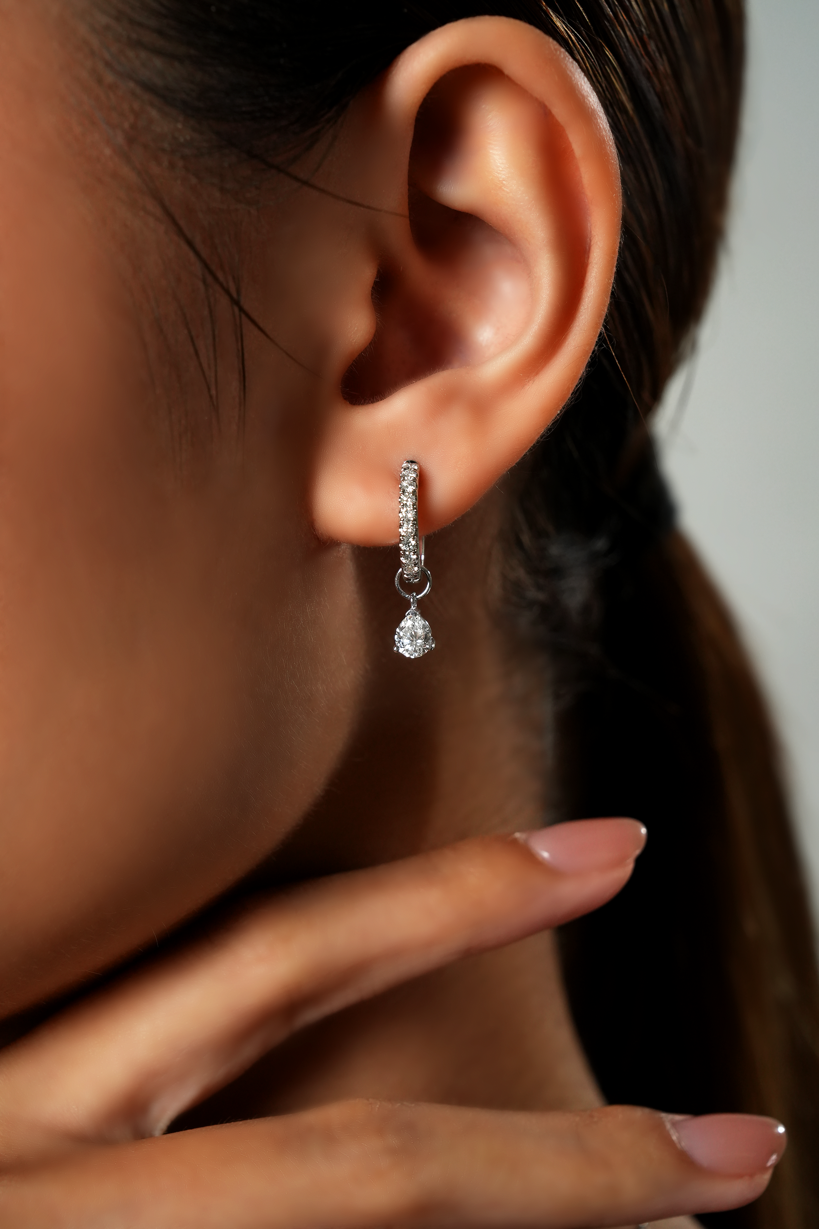 Multiway Pavé Hoop Earrings with Pear Drop