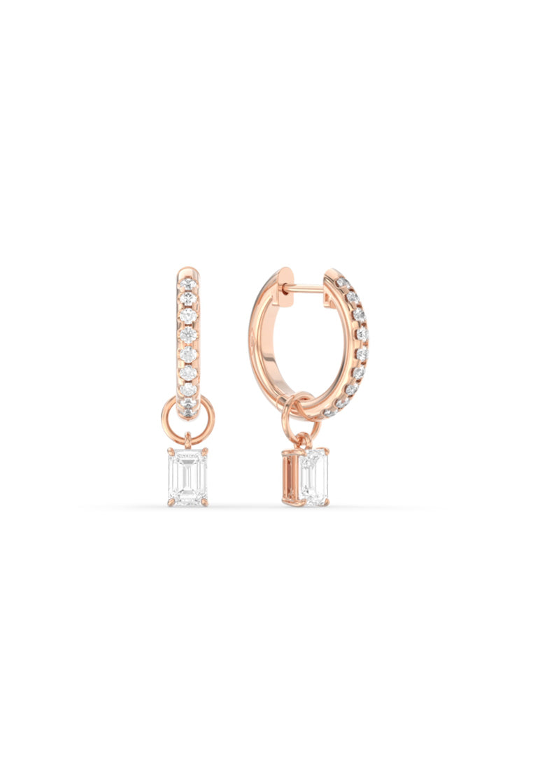 Multiway Lab Grown Diamond Mini Hoop Earrings with Emerald Drop