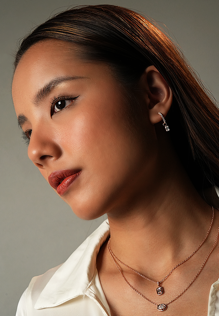 Multiway Lab Grown Diamond Mini Hoop Earrings with Emerald Drop