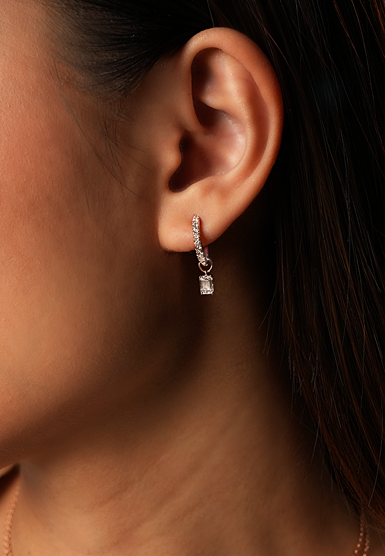 Multiway Lab Grown Diamond Mini Hoop Earrings with Emerald Drop