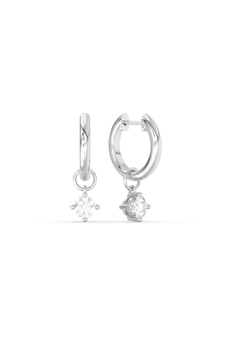 Minimalist Multiway Lab Grown Diamond Mini Hoop Earrings with Round Drop