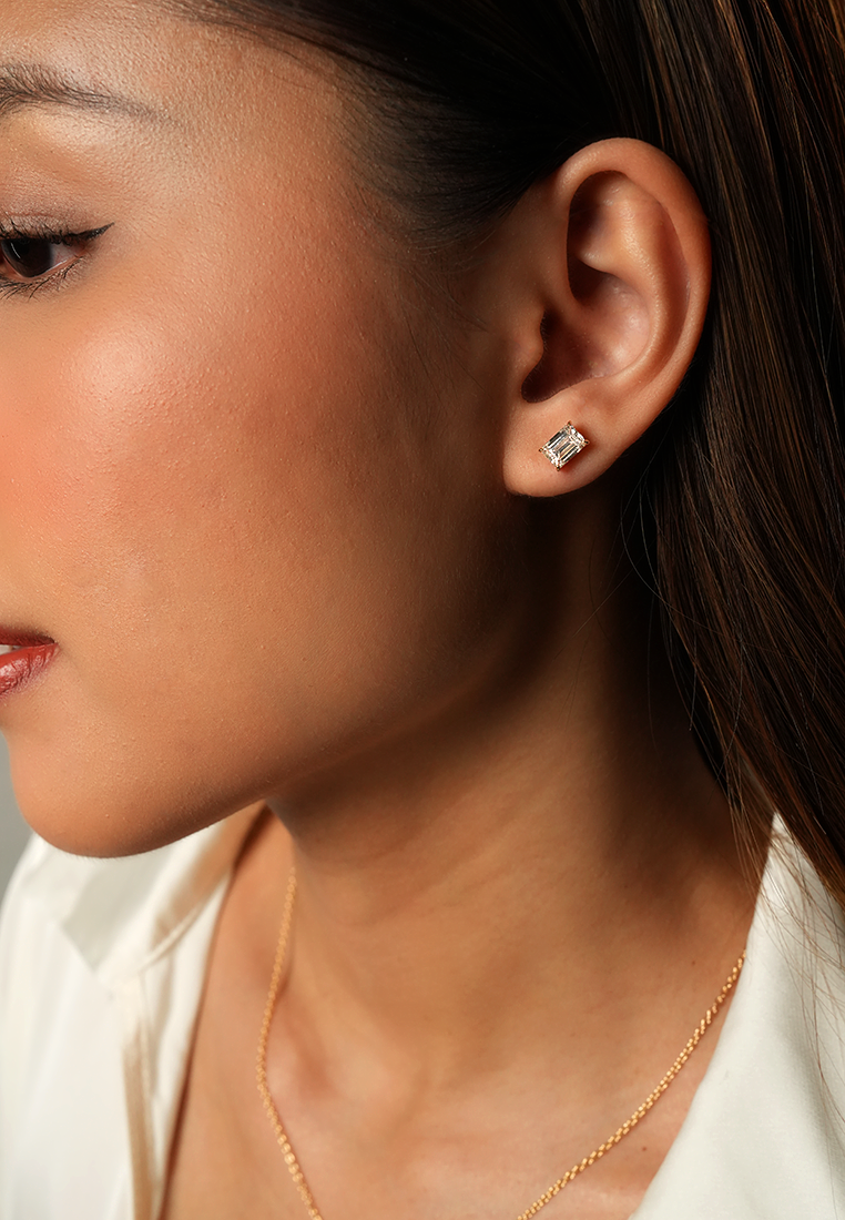 Refined Emerald Lab Grown Diamond Stud Earrings