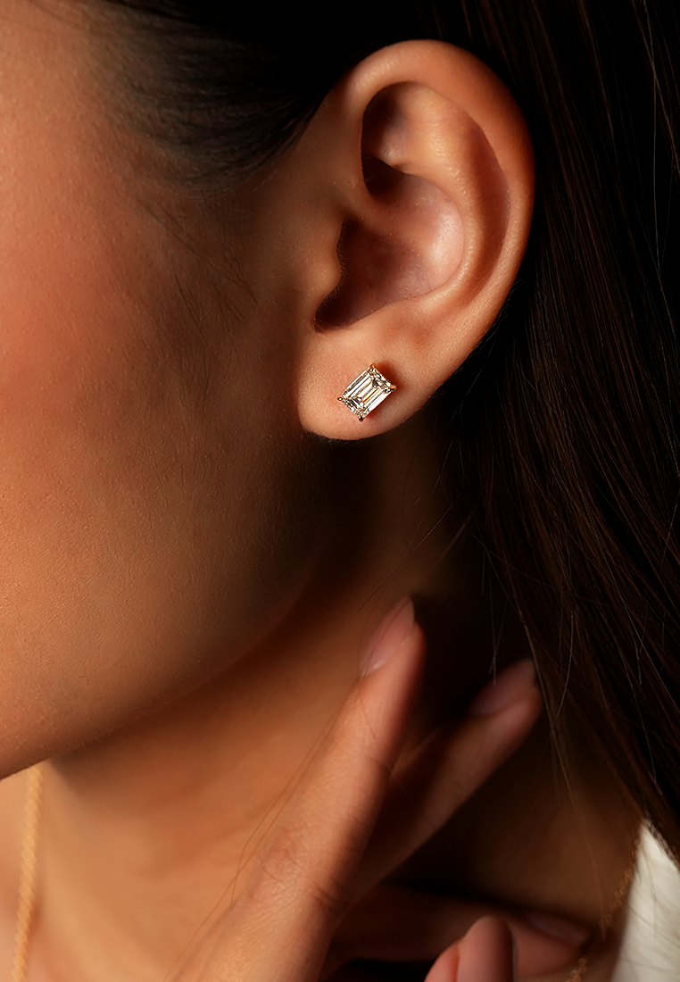 Refined Emerald Lab Grown Diamond Stud Earrings