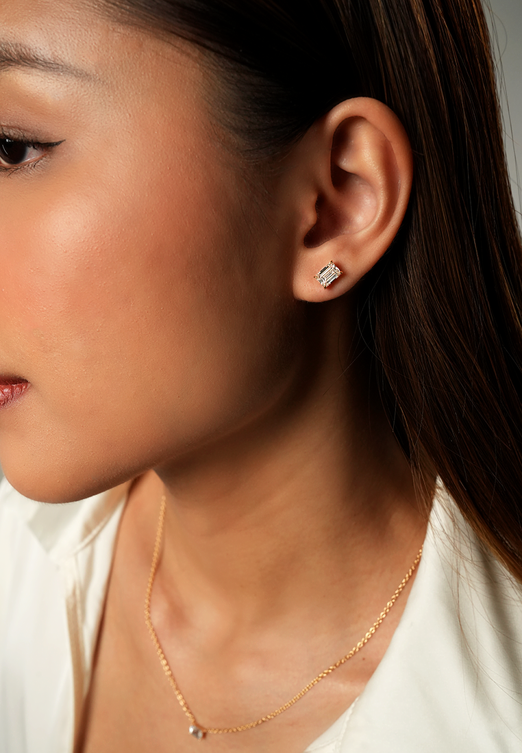 Refined Emerald Lab Grown Diamond Stud Earrings