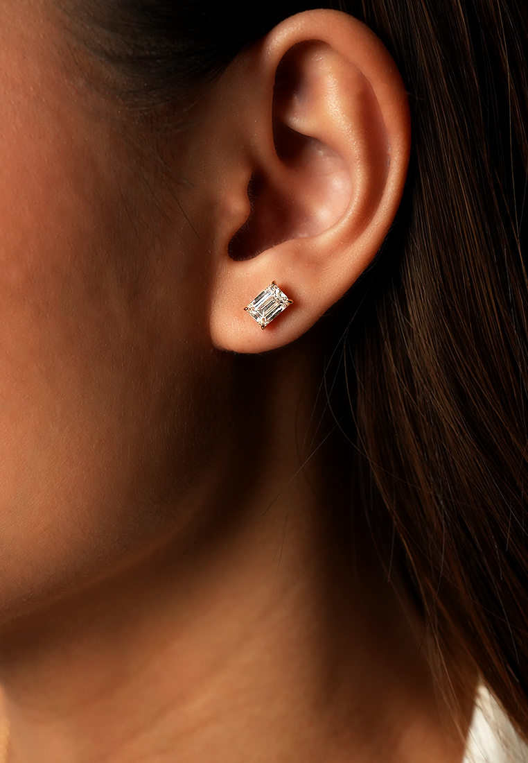 Refined Emerald Lab Grown Diamond Stud Earrings
