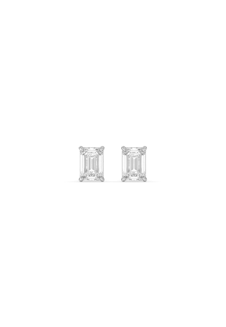Refined Emerald Lab Grown Diamond Stud Earrings
