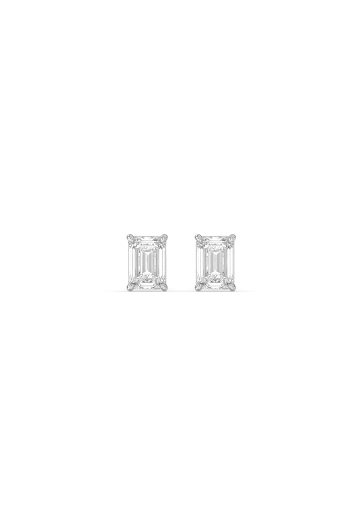 Refined Emerald Lab Grown Diamond Stud Earrings