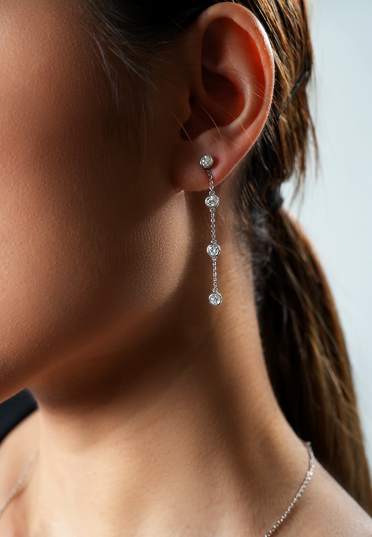 Elegance Duo Lab Grown Diamond Multiway Earrings with Round Chain Drop