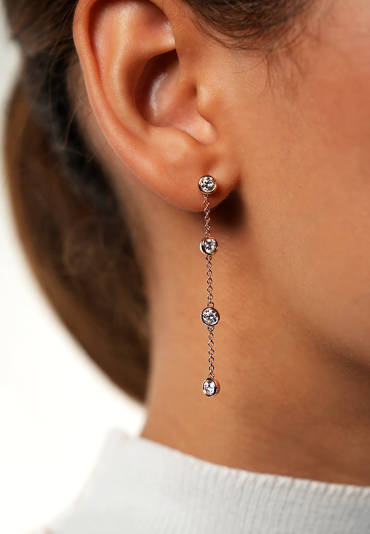 Elegance Duo Lab Grown Diamond Multiway Earrings with Round Chain Drop