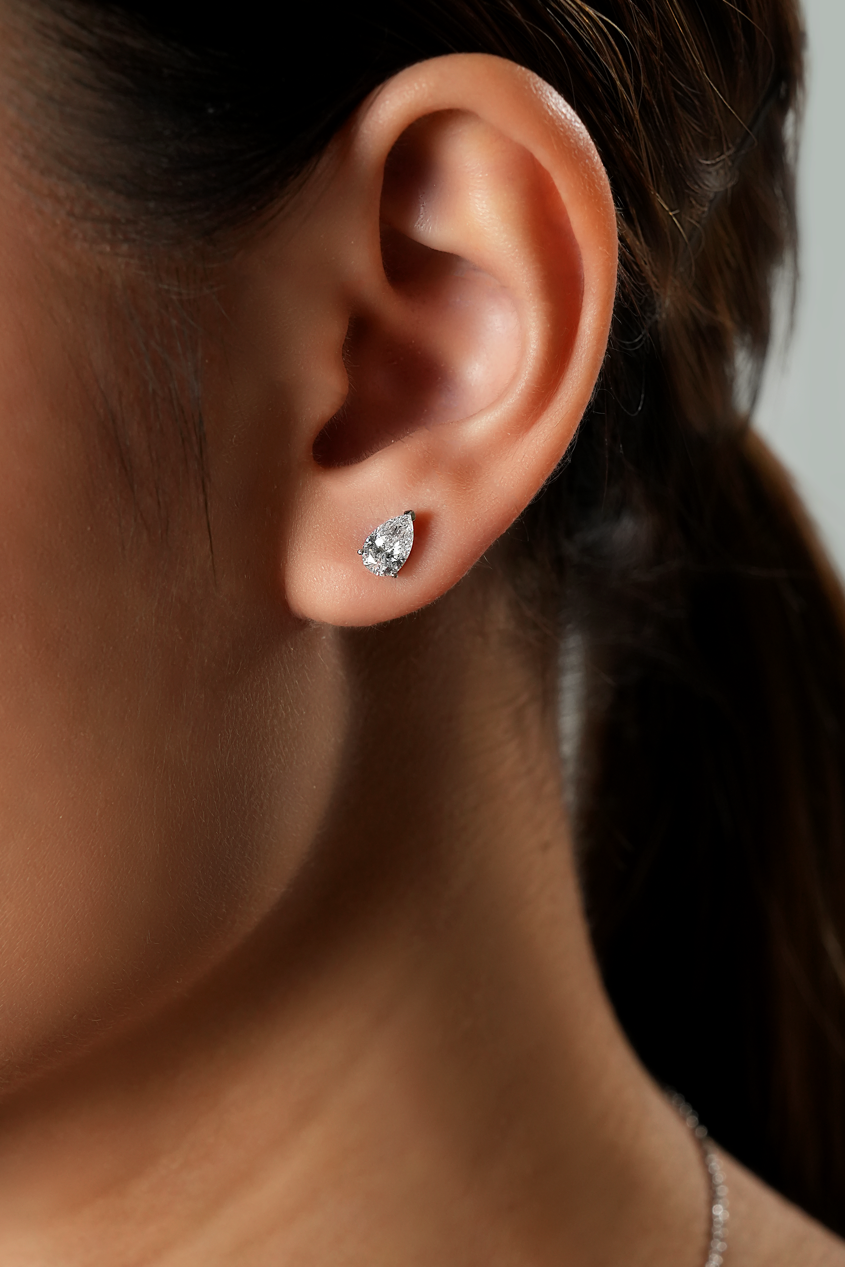 Refined Pear Diamond Earrings - (1 ct)