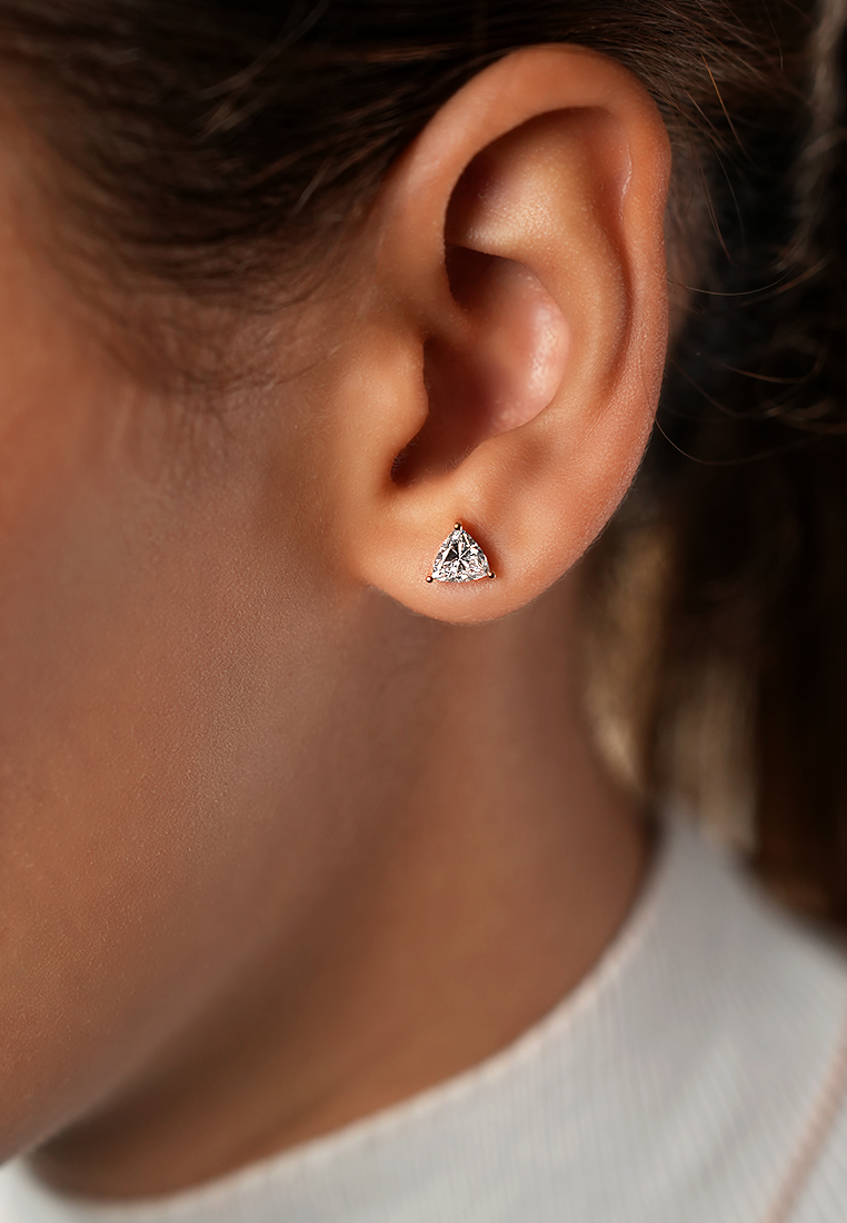Modern Trillion Lab Grown Diamond Stud Earrings