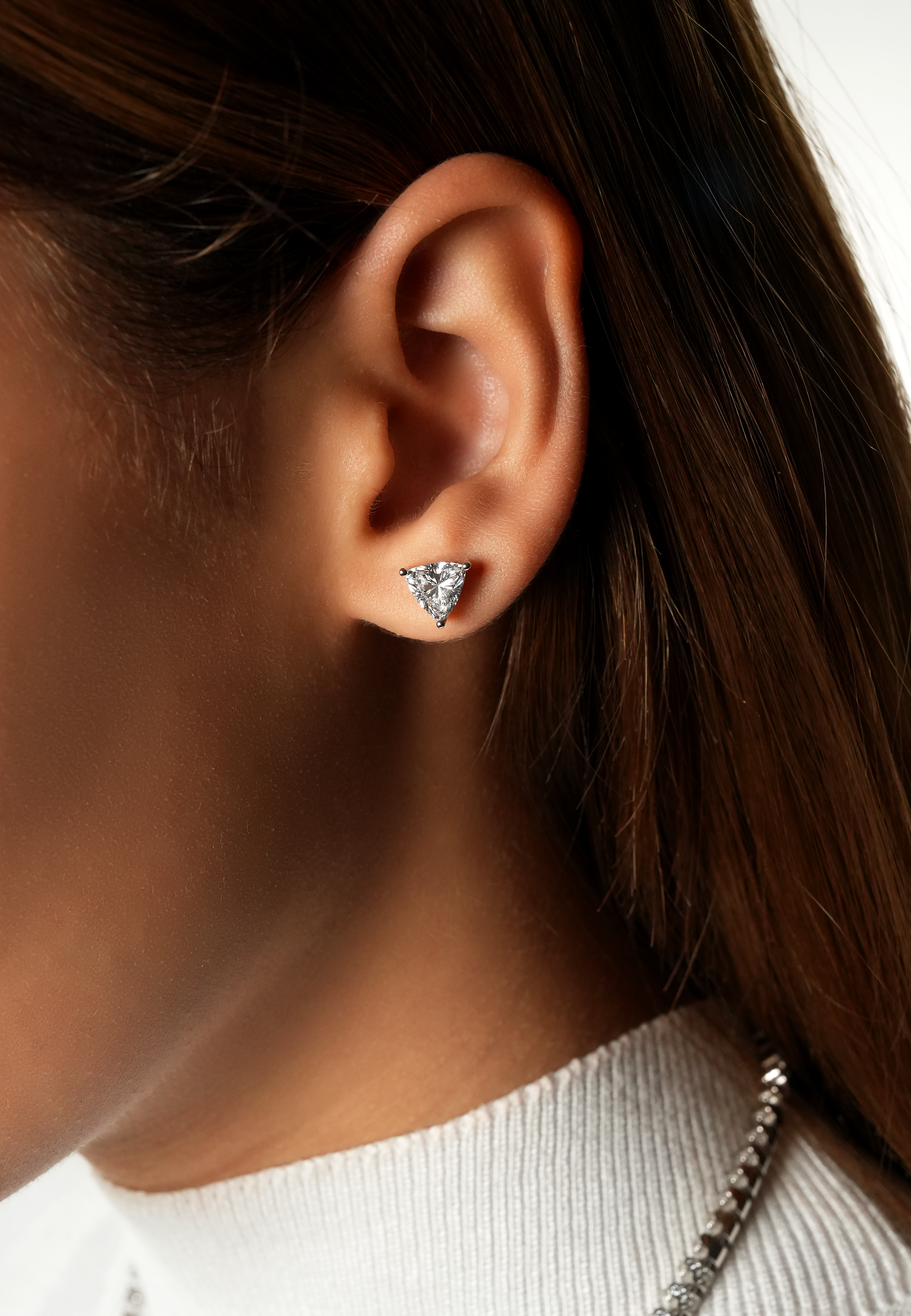 Modern Trillion Diamond Stud Earrings