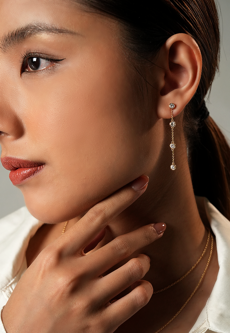 Elegance Duo Lab Grown Diamond Multiway Earrings with Round Chain Drop