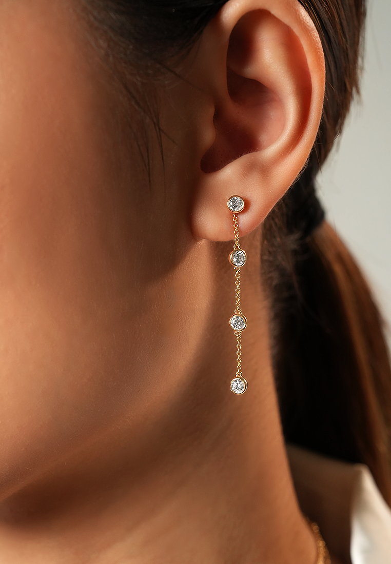 Elegance Duo Lab Grown Diamond Multiway Earrings with Round Chain Drop