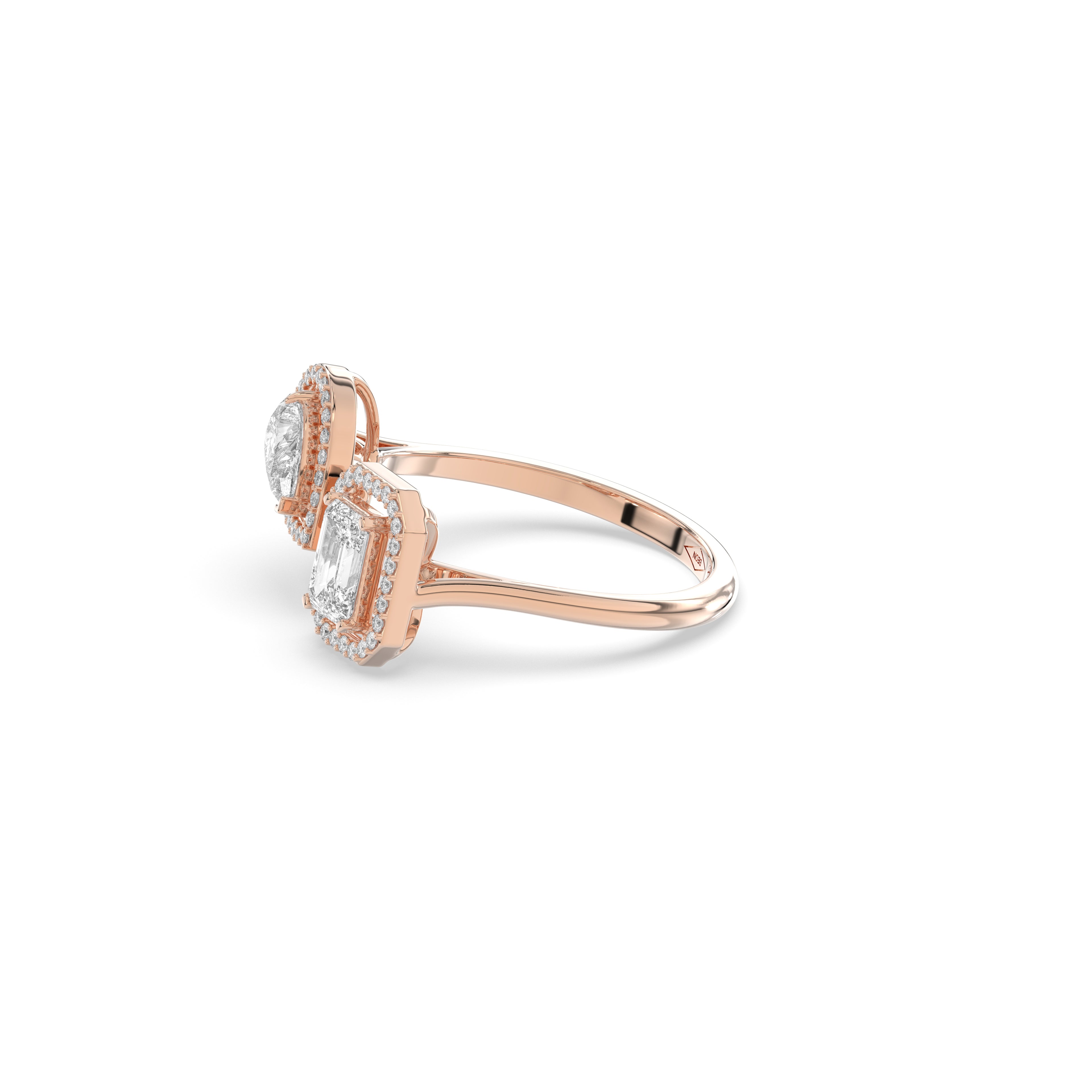 Classic Duo Halo Ring – Emerald & Pear