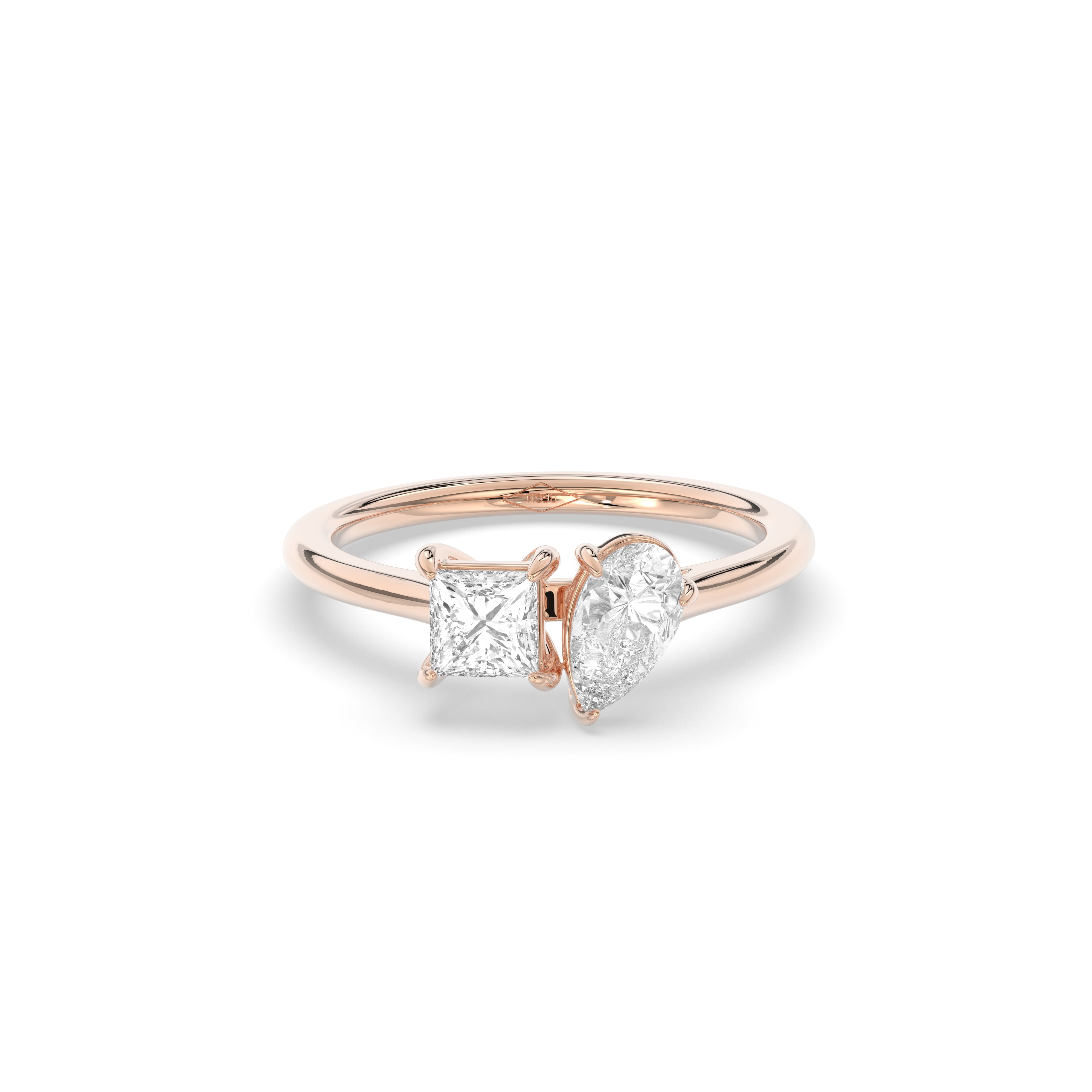 Modern Duo Ring – Princess & Pear