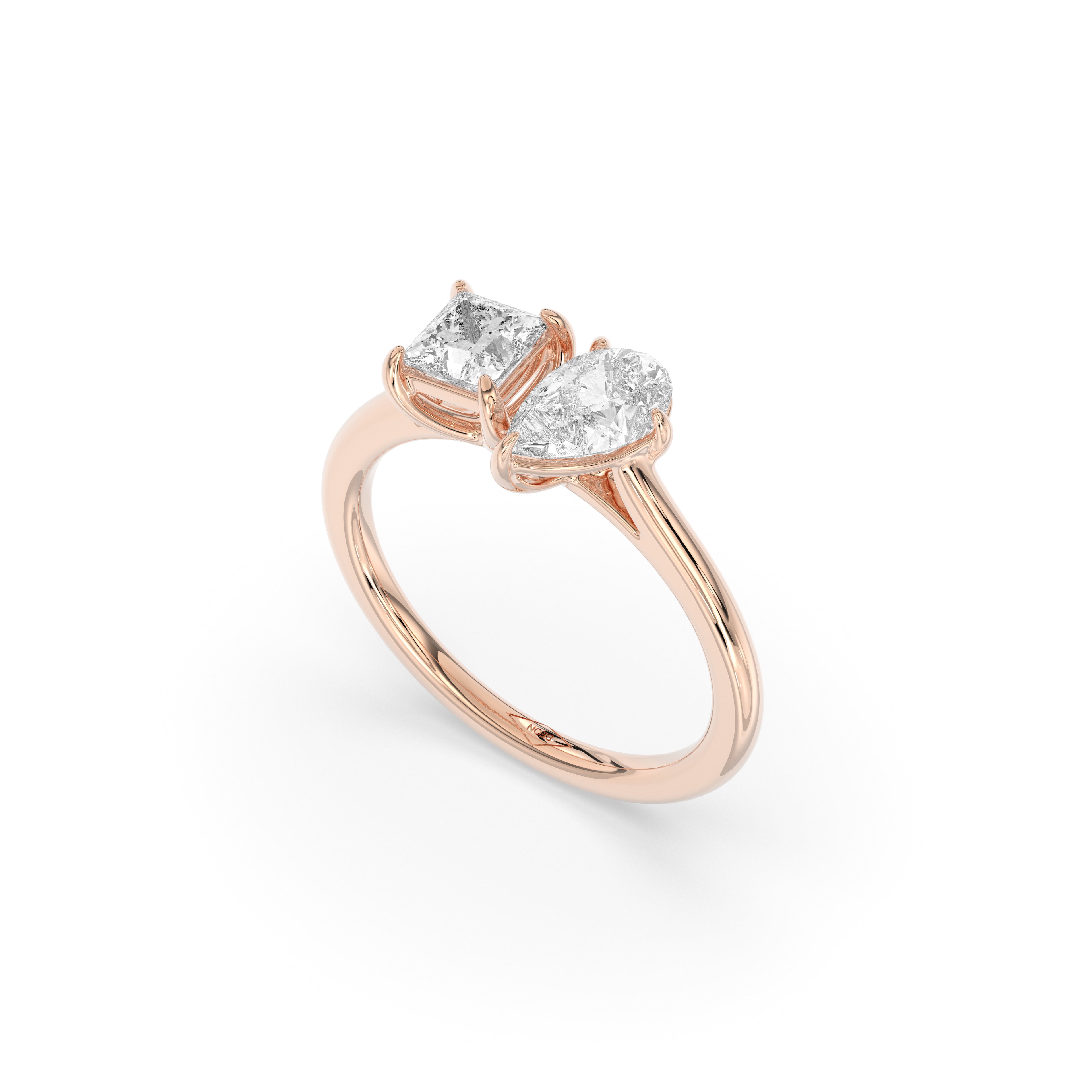 Modern Duo Ring – Princess & Pear