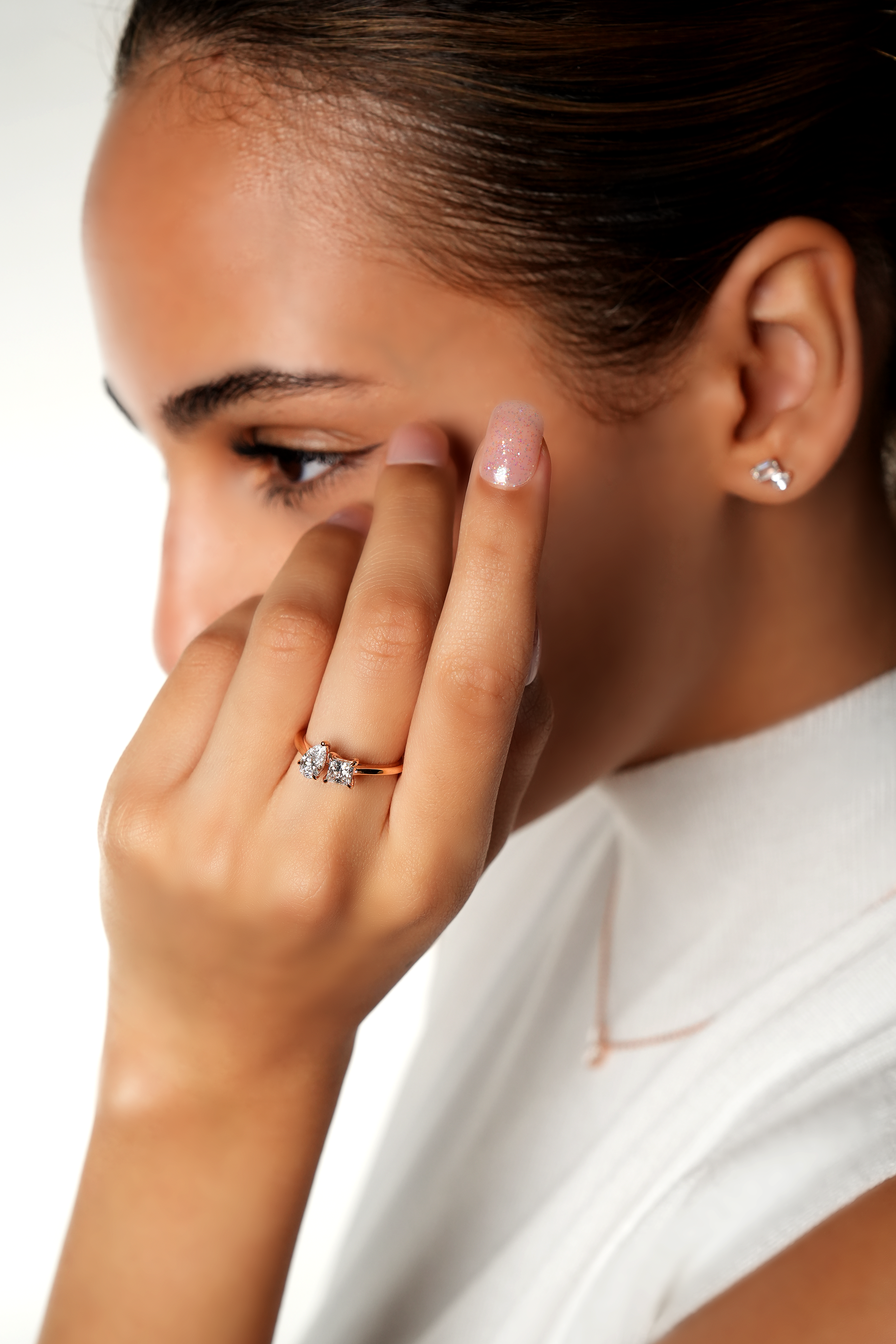 Modern Duo Ring – Princess & Pear