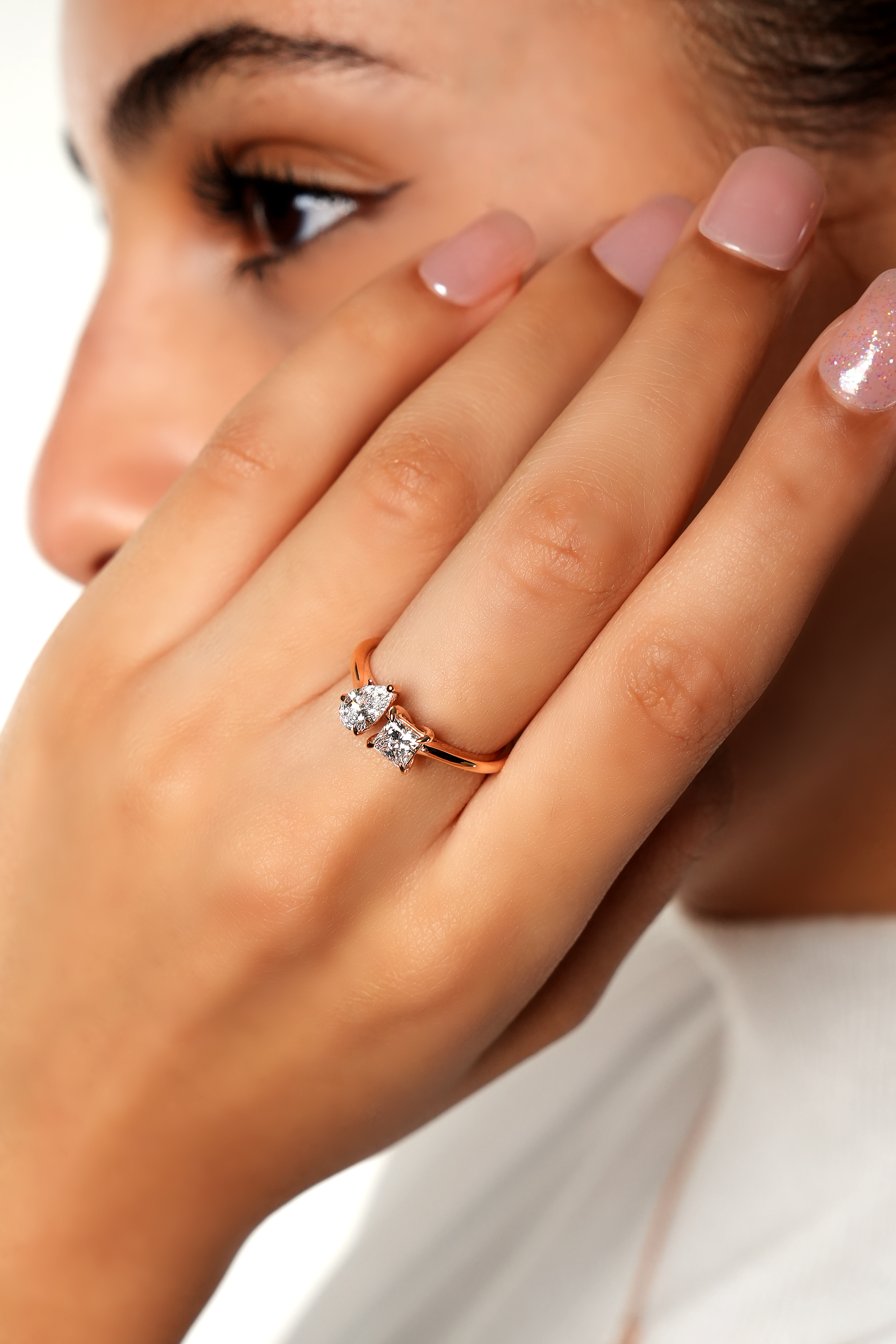 Modern Duo Ring – Princess & Pear