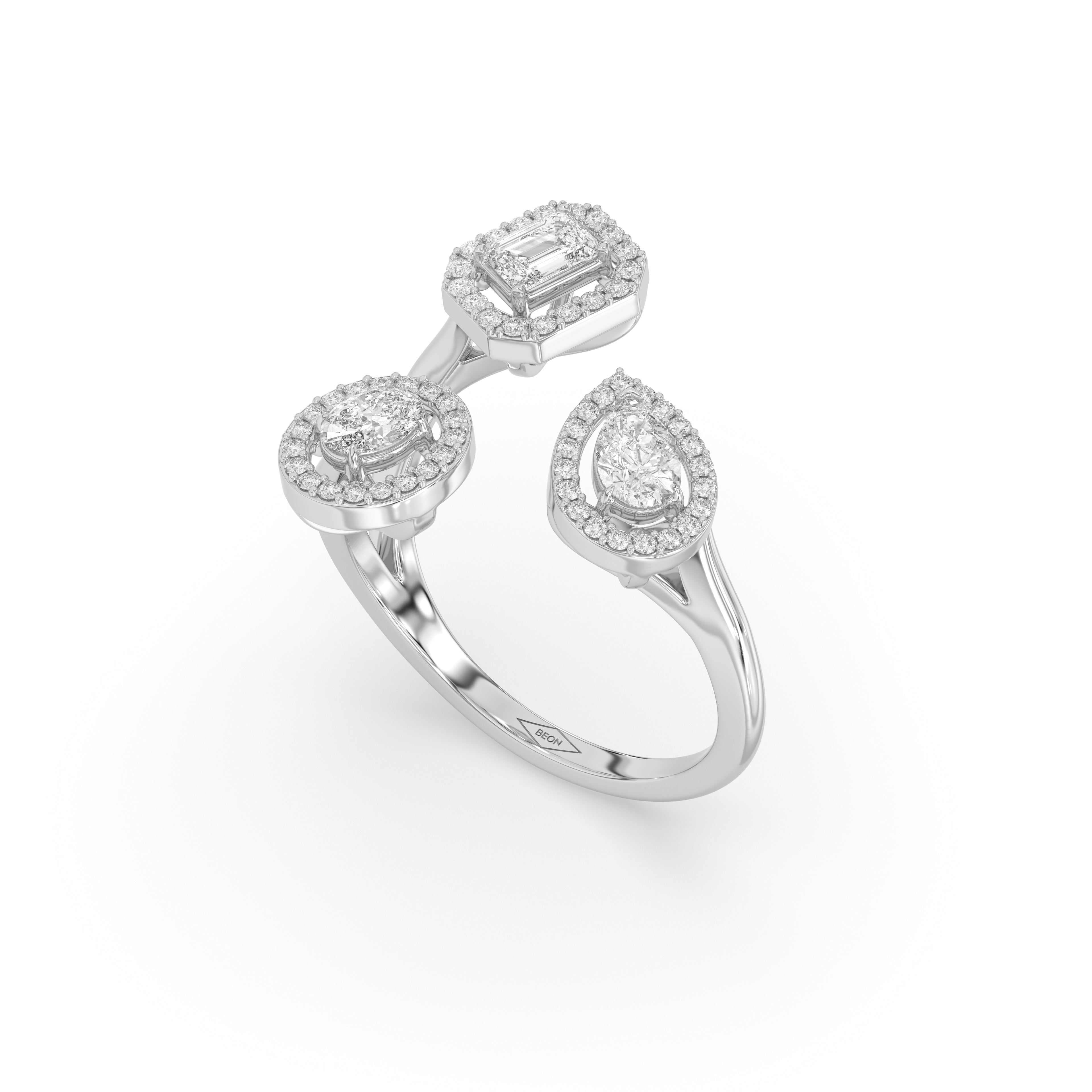 Evolved Trio Halo Ring