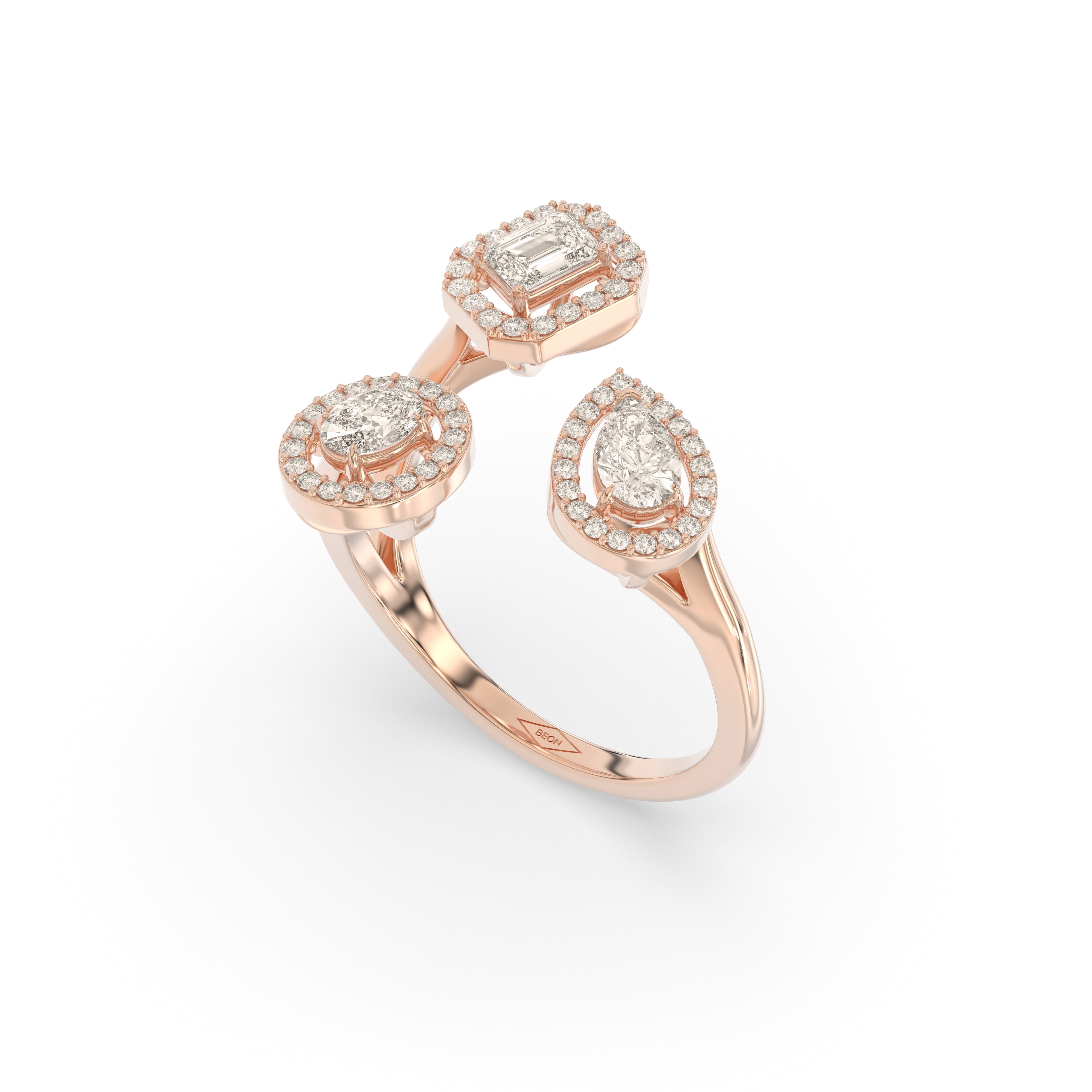 Evolved Trio Halo Ring