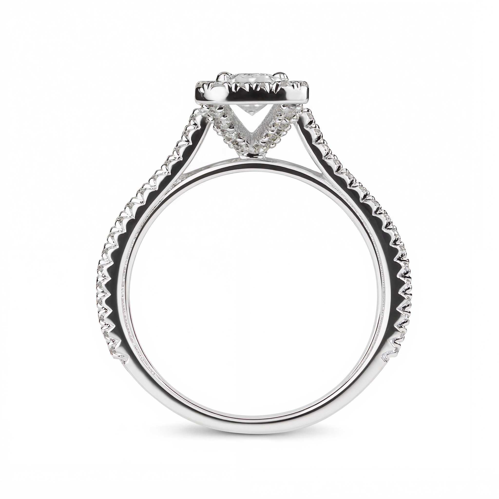 EMERALD CUT WITH HALO & PAVE DIAMOND RING