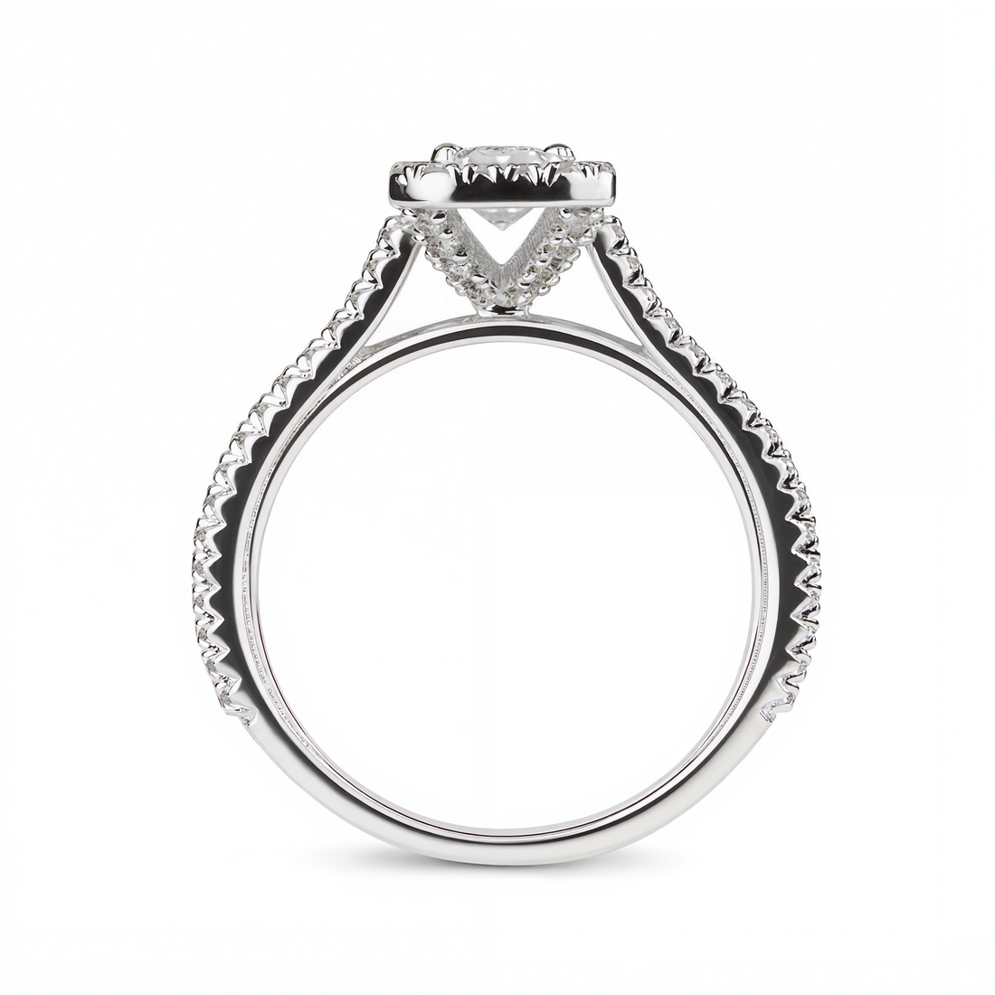 EMERALD CUT WITH HALO & PAVE DIAMOND RING