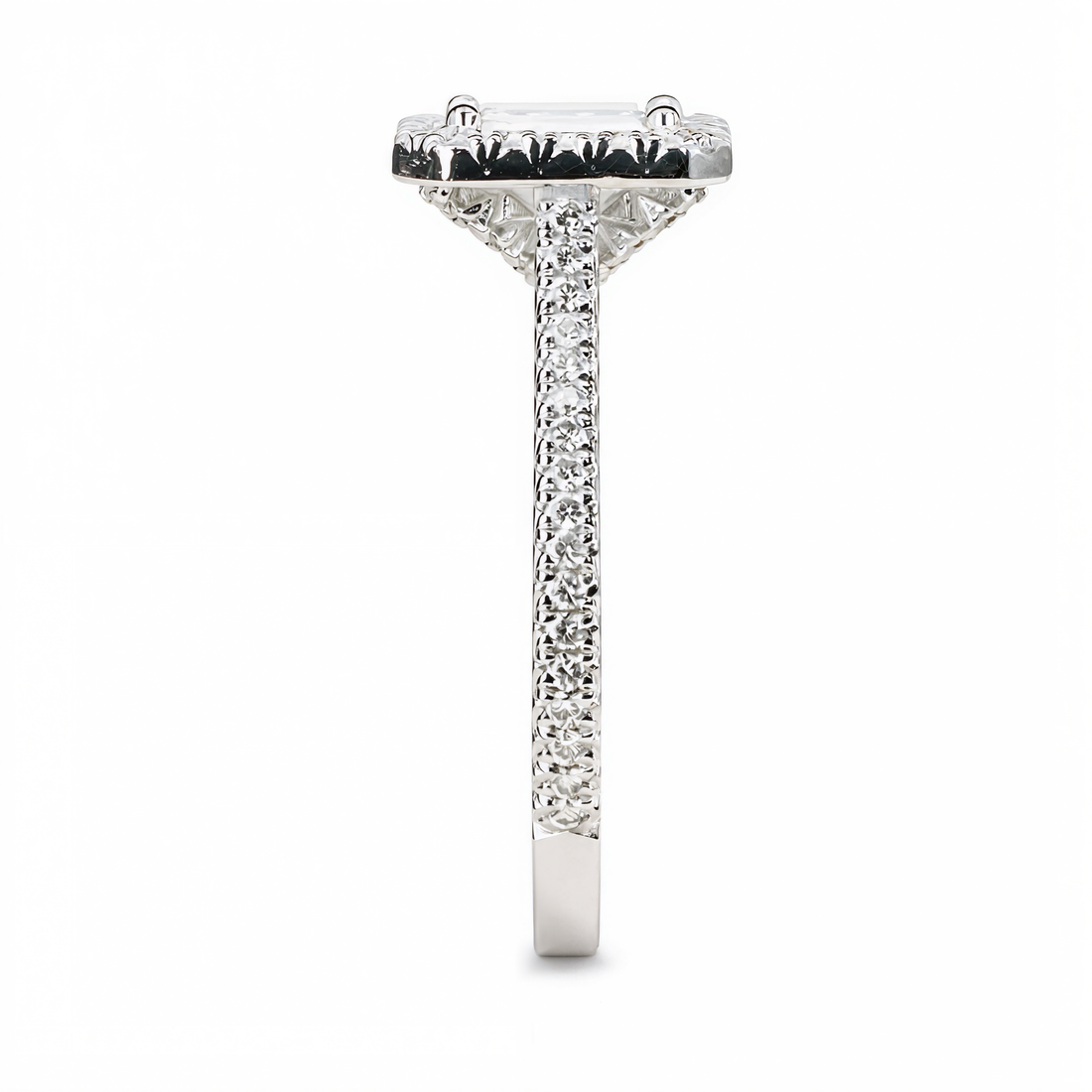 EMERALD CUT WITH HALO & PAVE DIAMOND RING