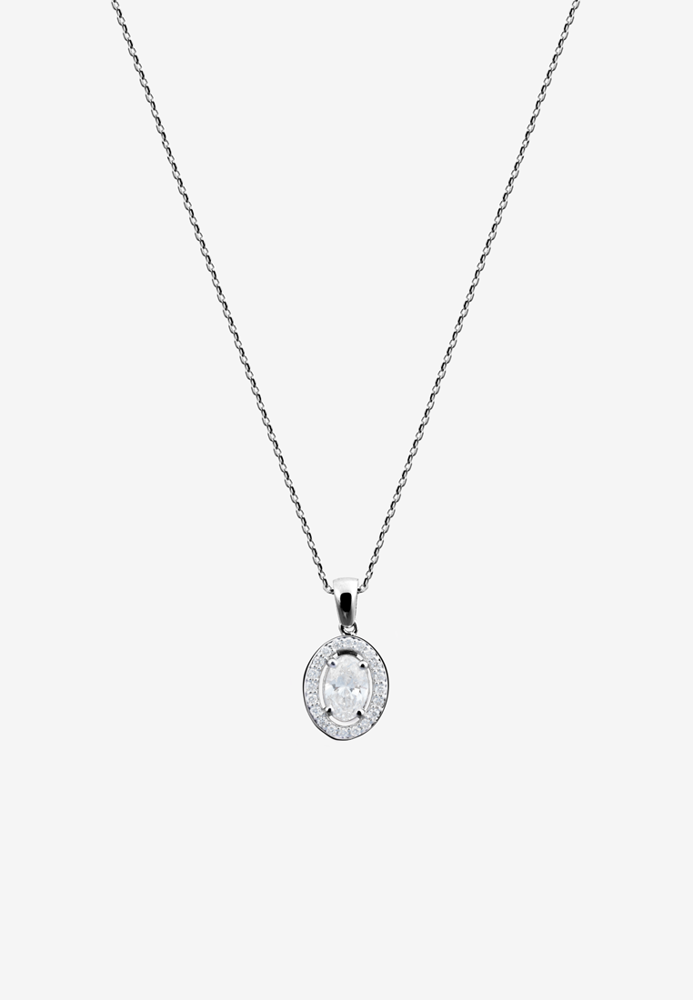 Classic Oval Halo Lab Grown Diamond Pendant Necklace