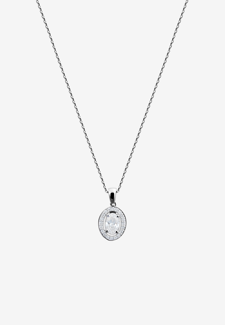 Classic Oval Halo Lab Grown Diamond Pendant Necklace