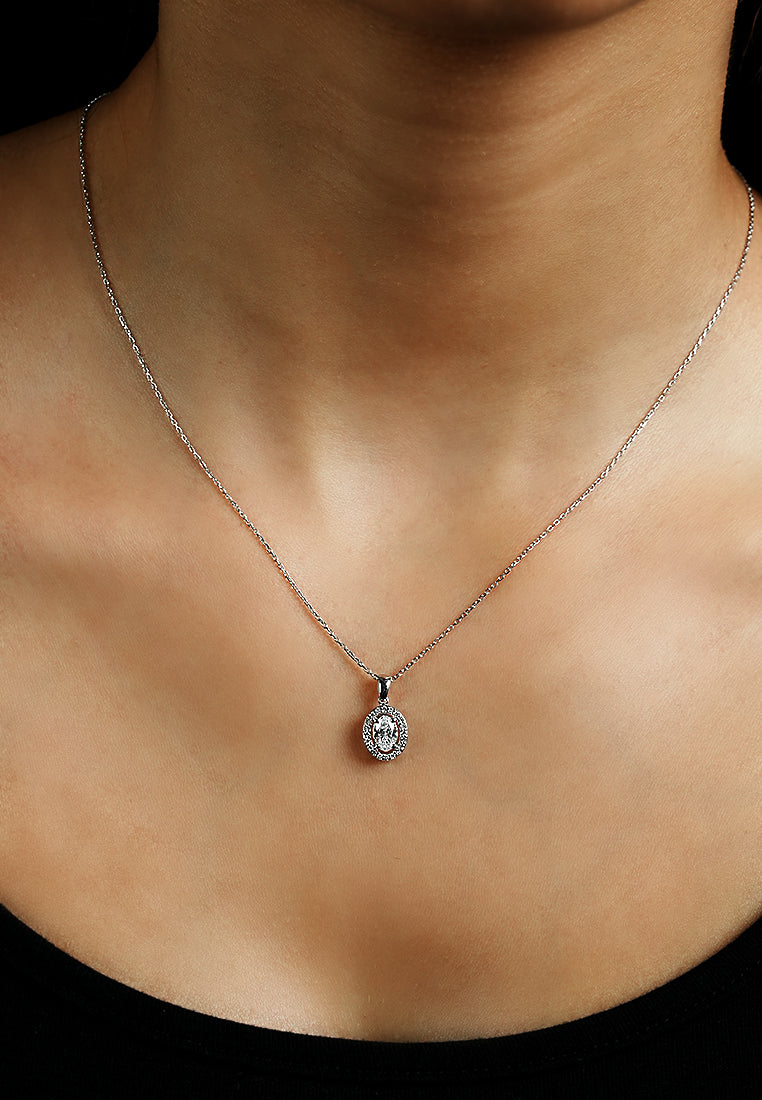 Classic Oval Halo Lab Grown Diamond Pendant Necklace