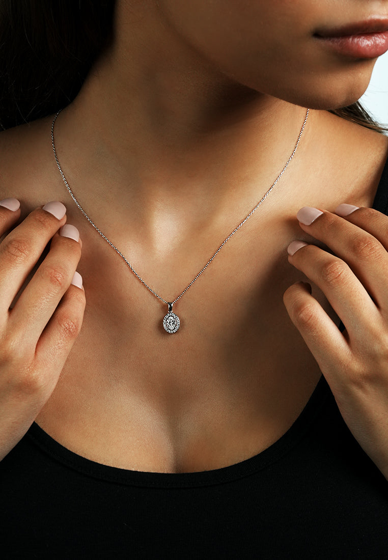 Classic Oval Halo Lab Grown Diamond Pendant Necklace