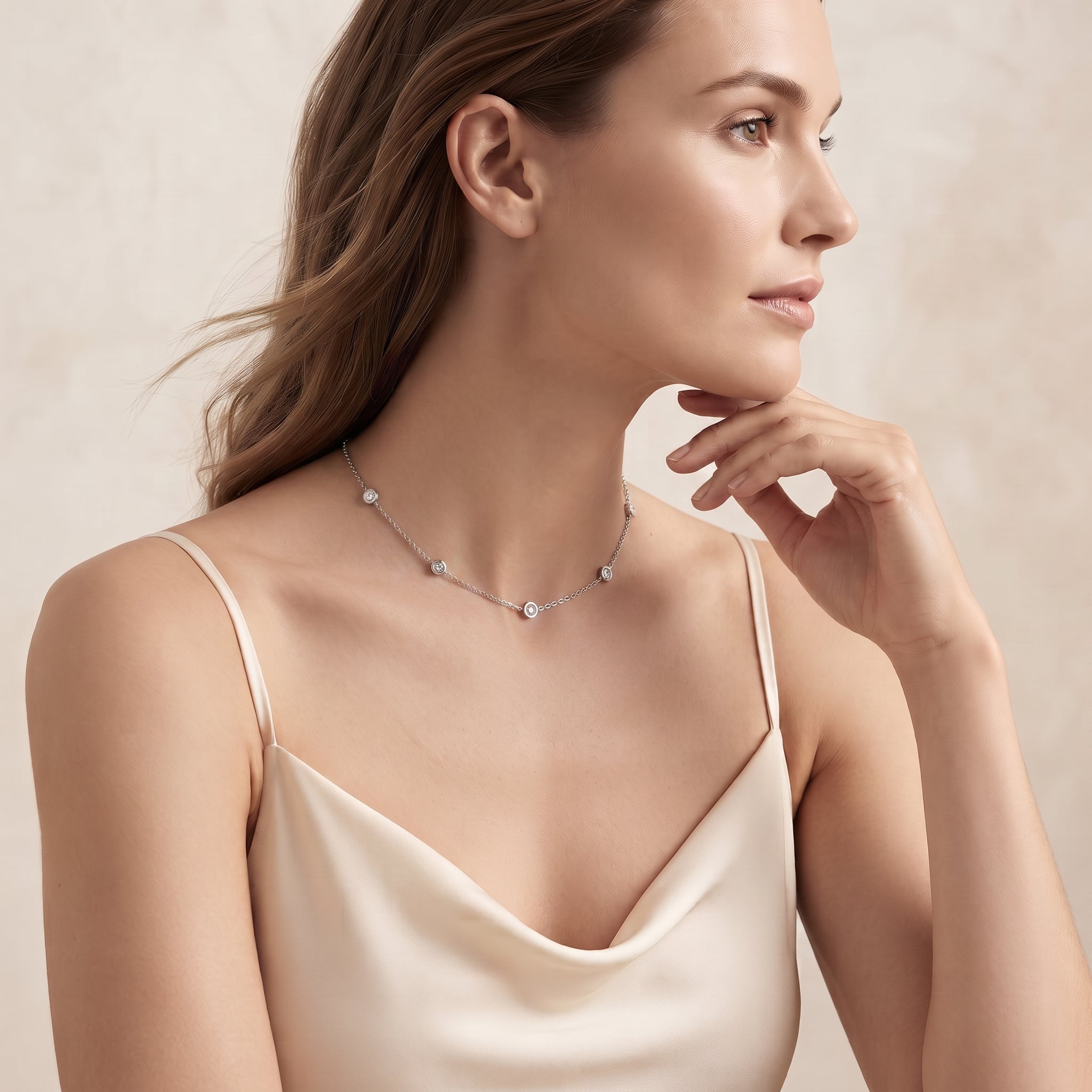 Minimalist Lab Grown Diamond Station Necklace
