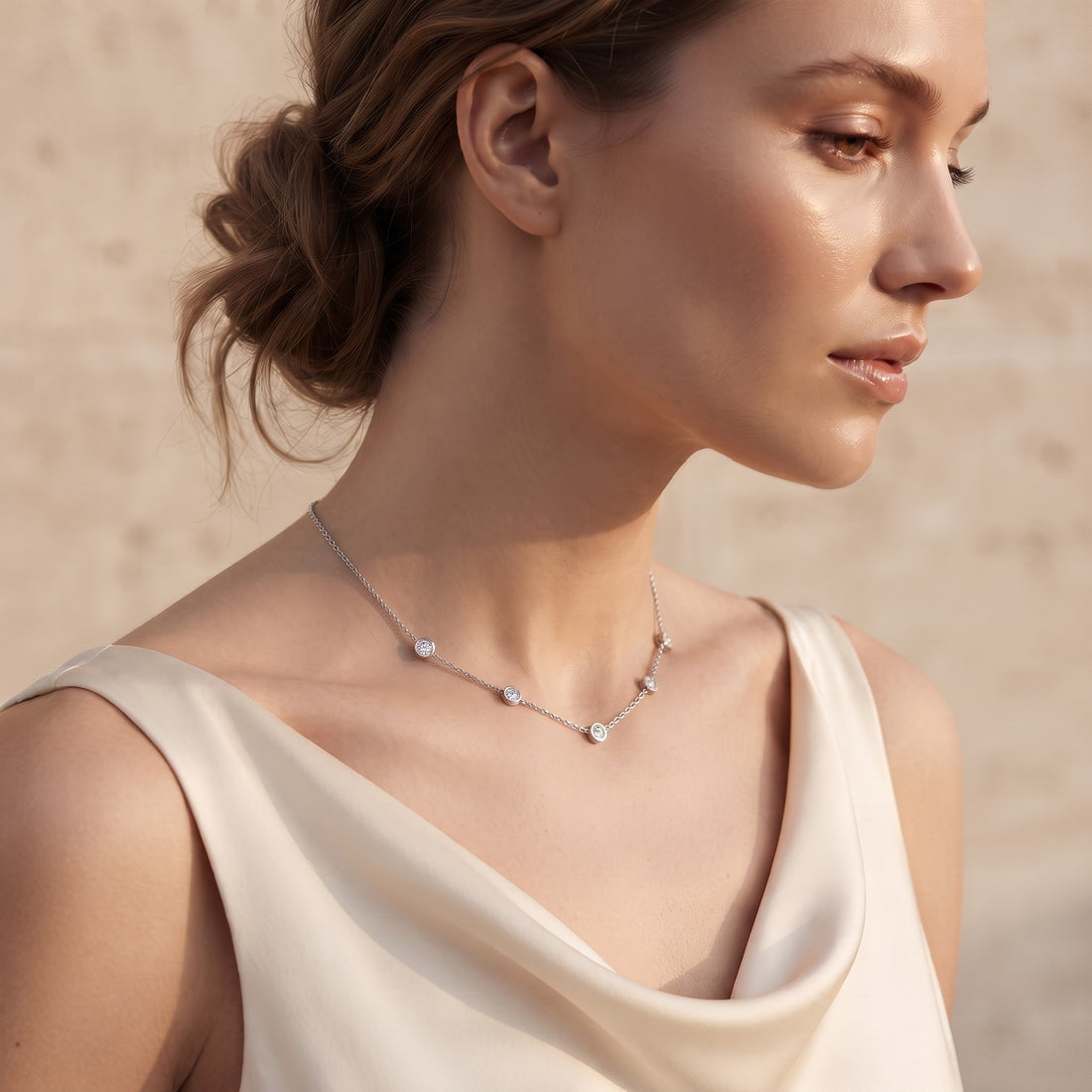 Minimalist Lab Grown Diamond Station Necklace