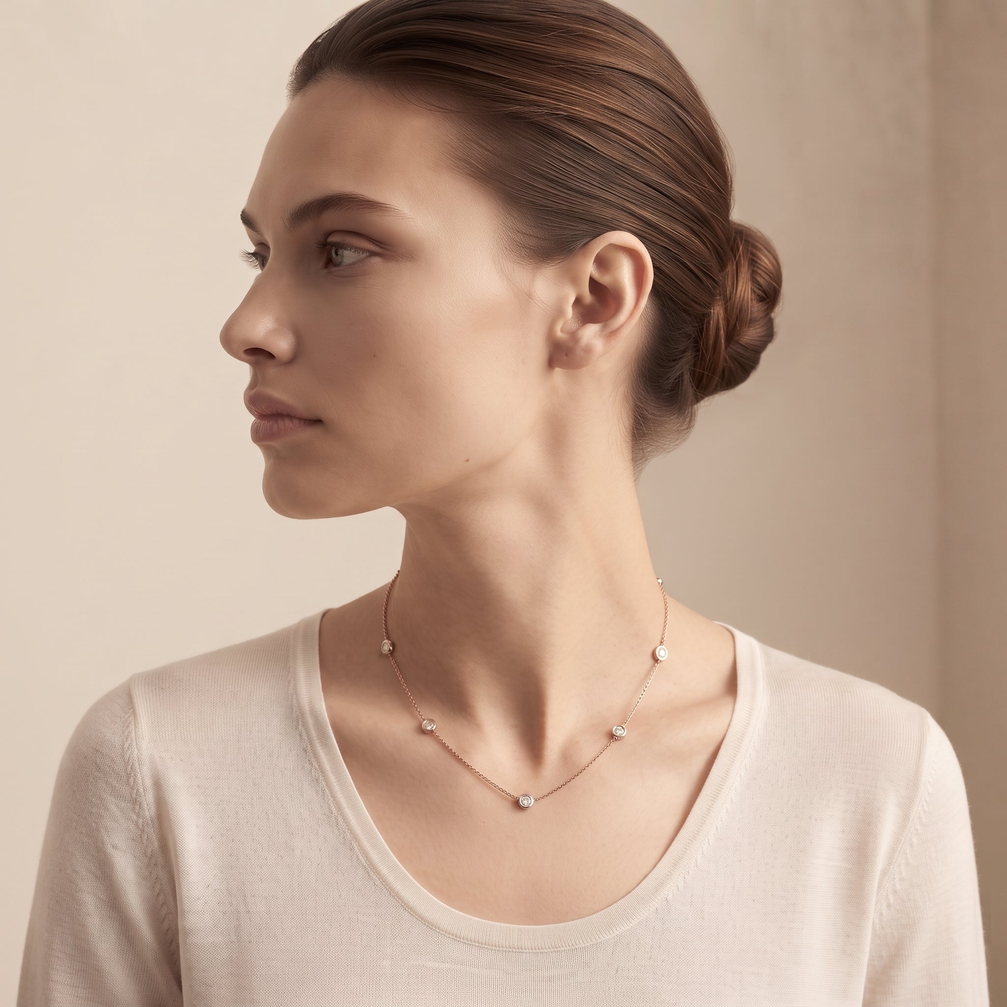 Minimalist Lab Grown Diamond Station Necklace