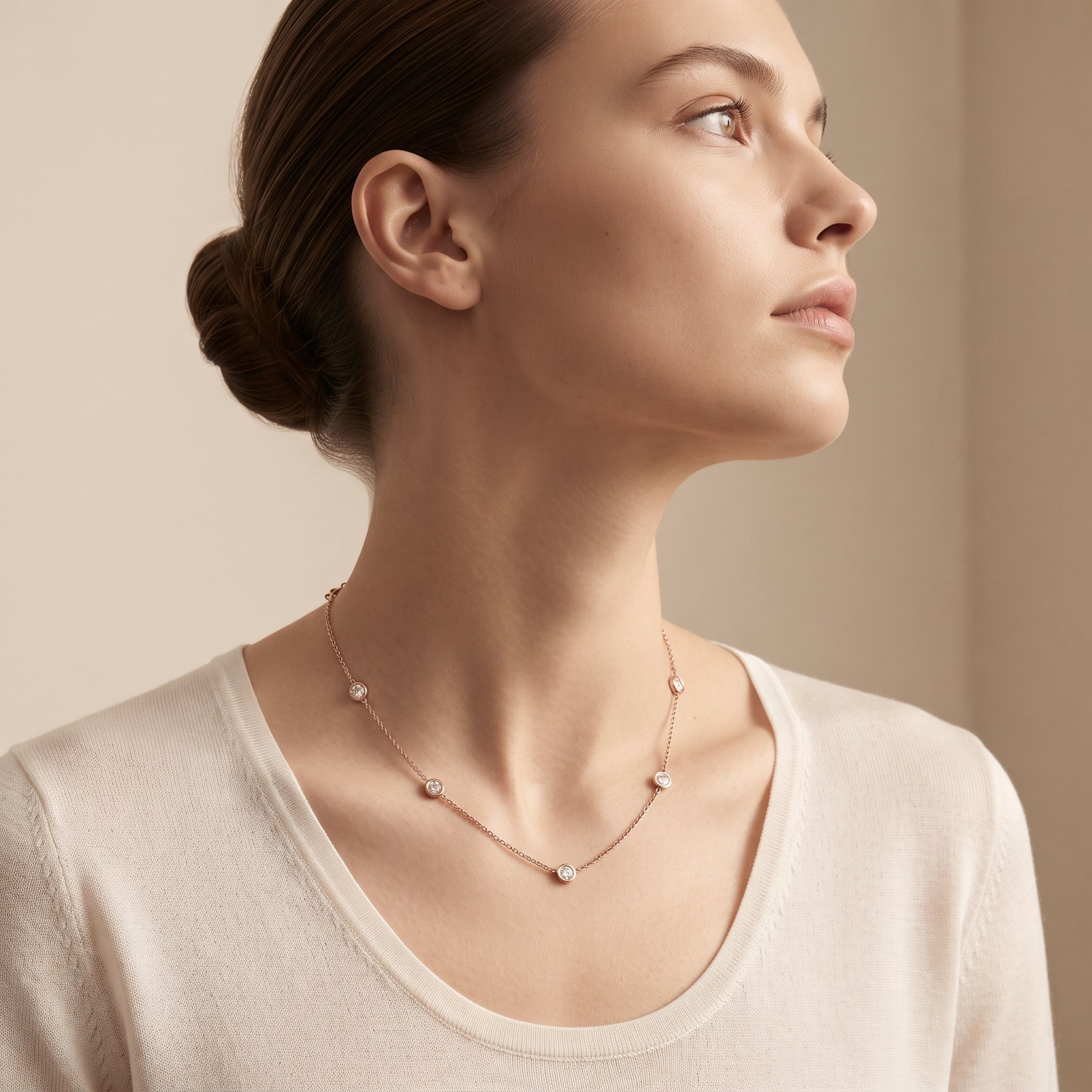 Minimalist Lab Grown Diamond Station Necklace