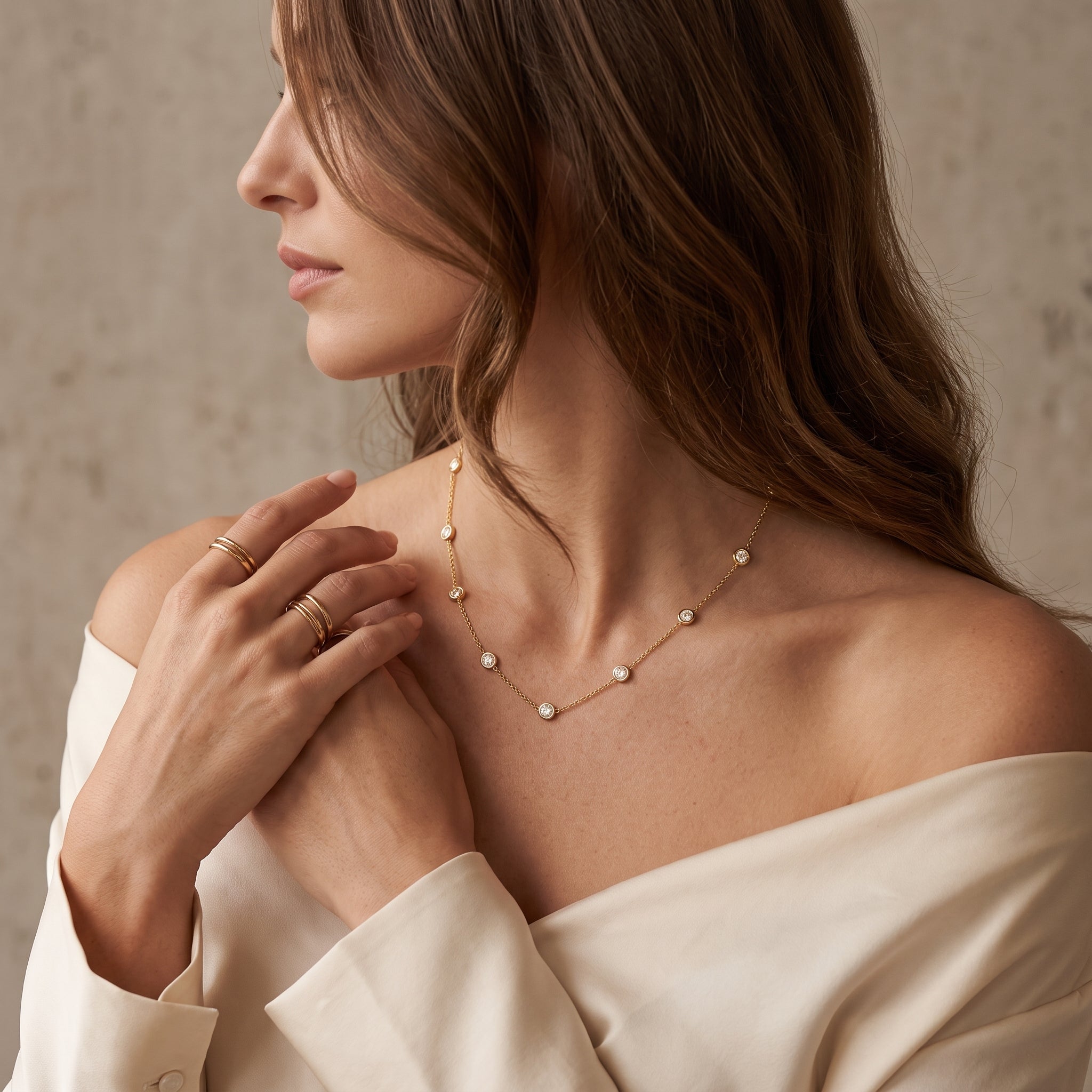 Minimalist Lab Grown Diamond Station Necklace