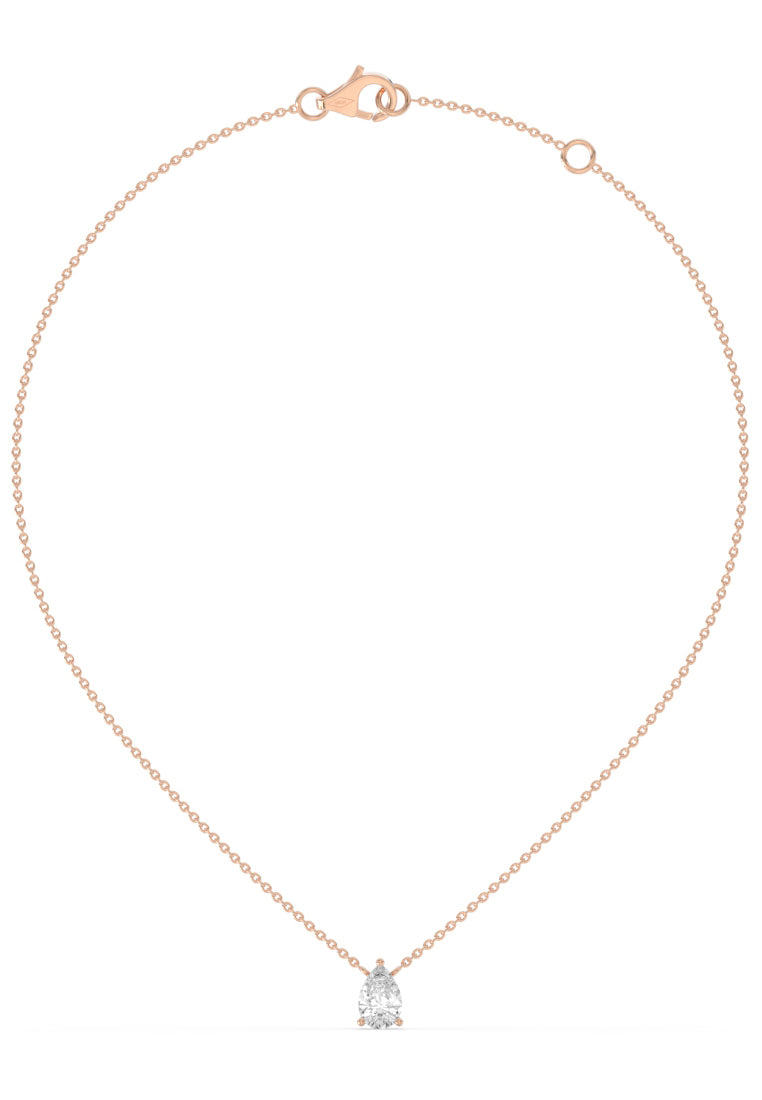 Minimalist Lab Grown Diamond Pear Solitaire Pendant Necklace