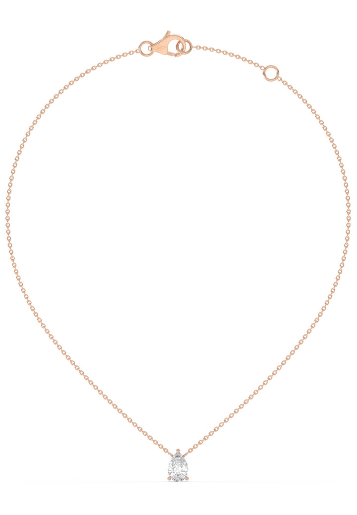 Minimalist Lab Grown Diamond Pear Solitaire Pendant Necklace