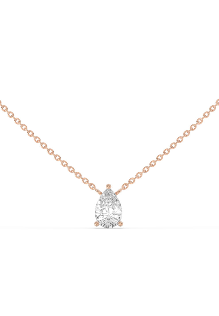 Minimalist Lab Grown Diamond Pear Solitaire Pendant Necklace